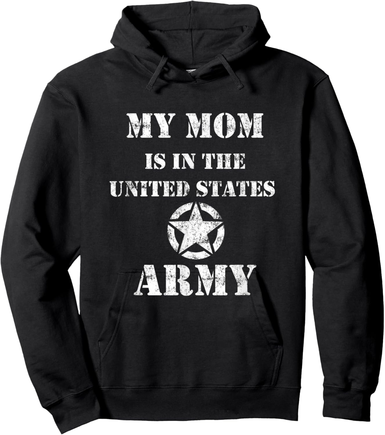 My Mom is in the US Army Vintage Army Star Logo Hoodie - Hoodie | Black