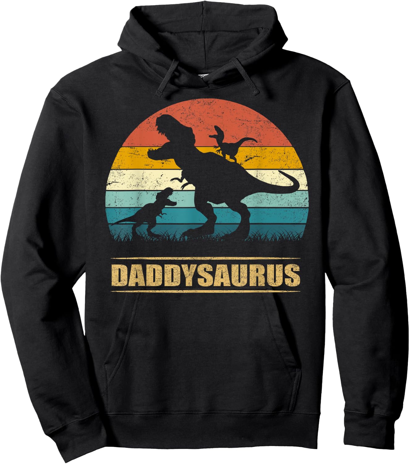 Daddy Dinosaur Daddysaurus 2 Two Kids Funny Father's Day dad Hoodie - Hoodie | Black