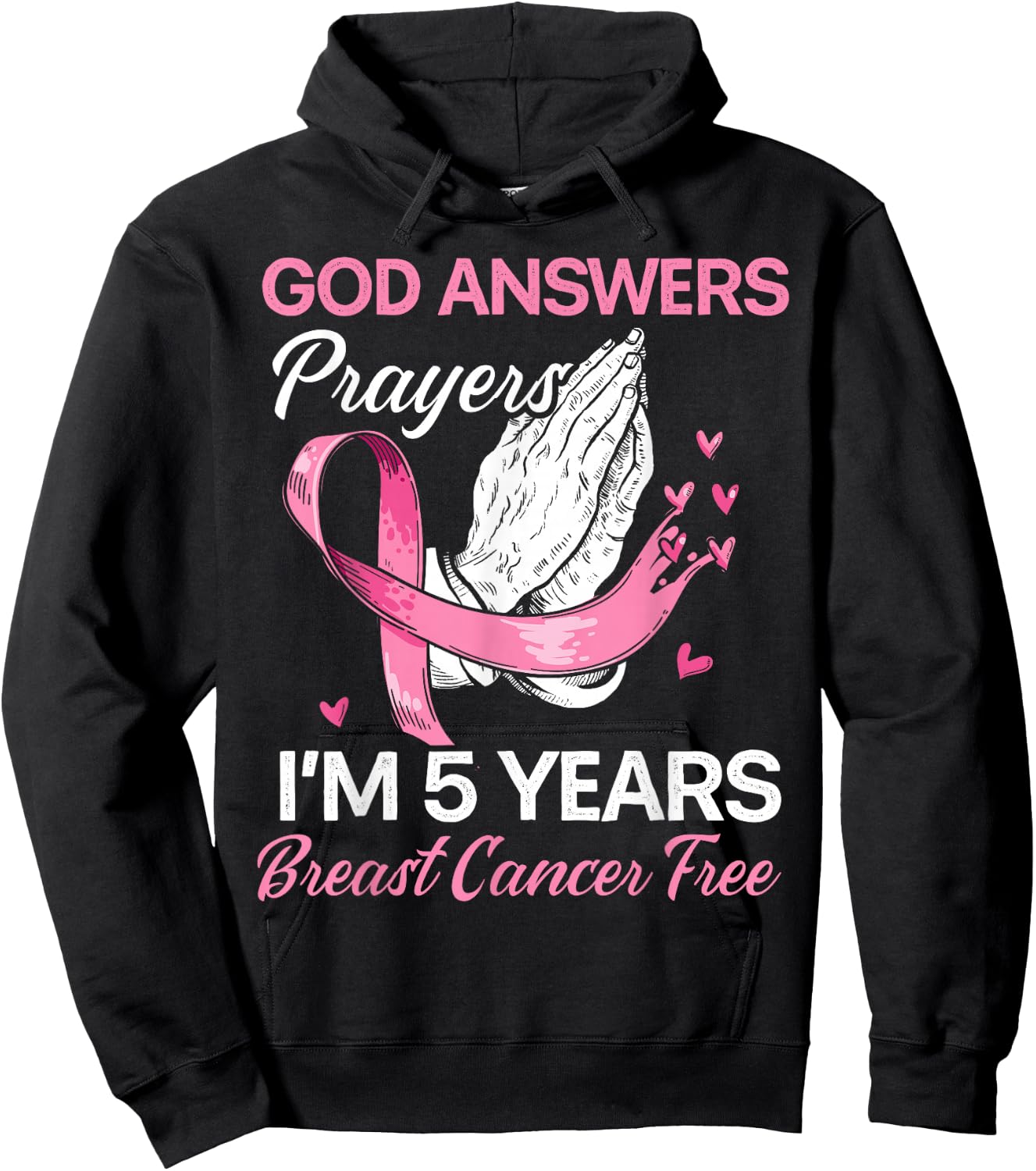 God Answers Prayers Breast Cancer Survivor Christian Hoodie - Hoodie | Black