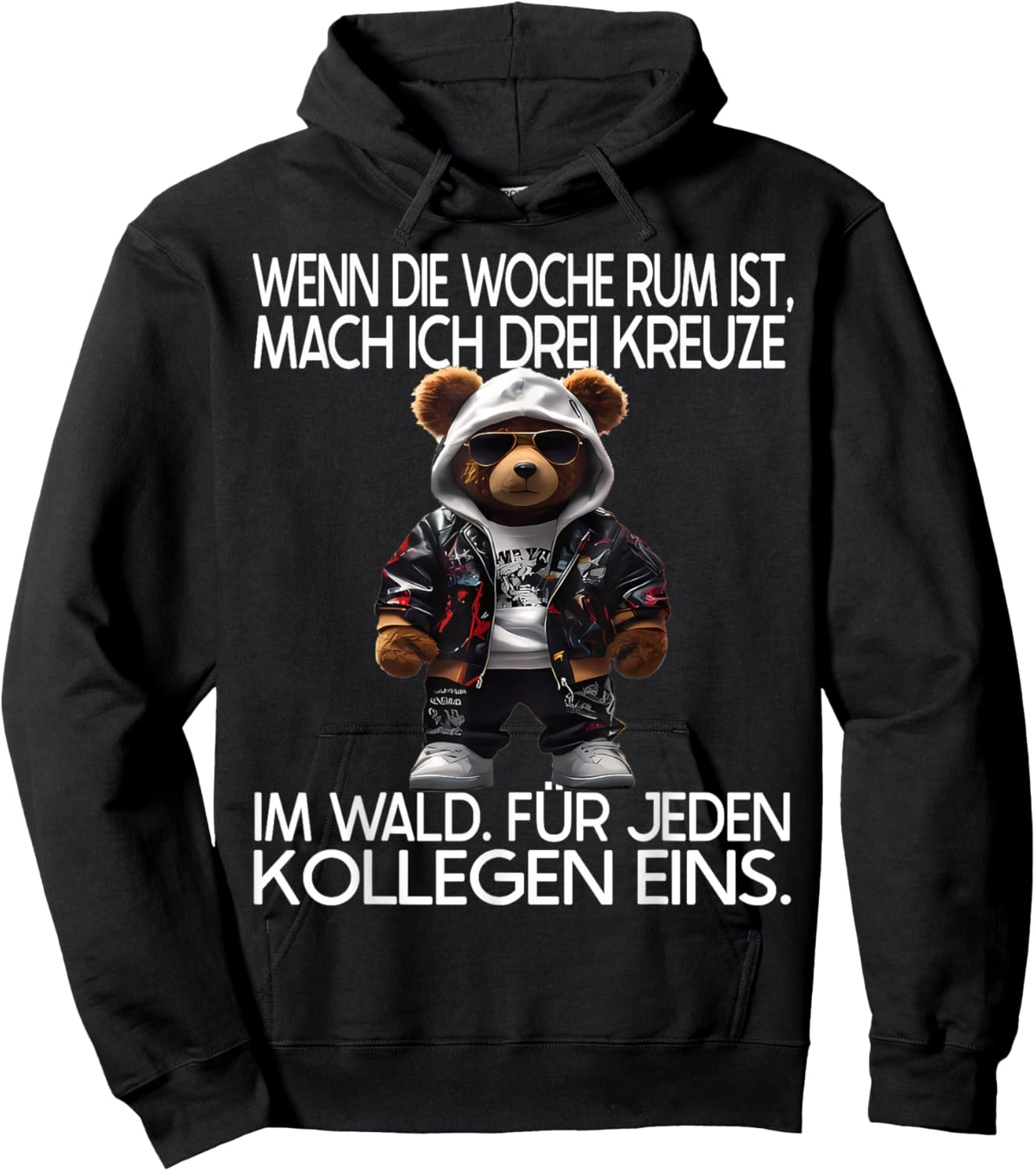 Witziger Teddy Spruch | Geschenke Herren & Damen - Lustiges Teddybär Design mit Spruch für Arbeitskollegen Büro - -Erwachsene - Schwarz - Kurzarm - - S Hoodie - Hoodie | Black