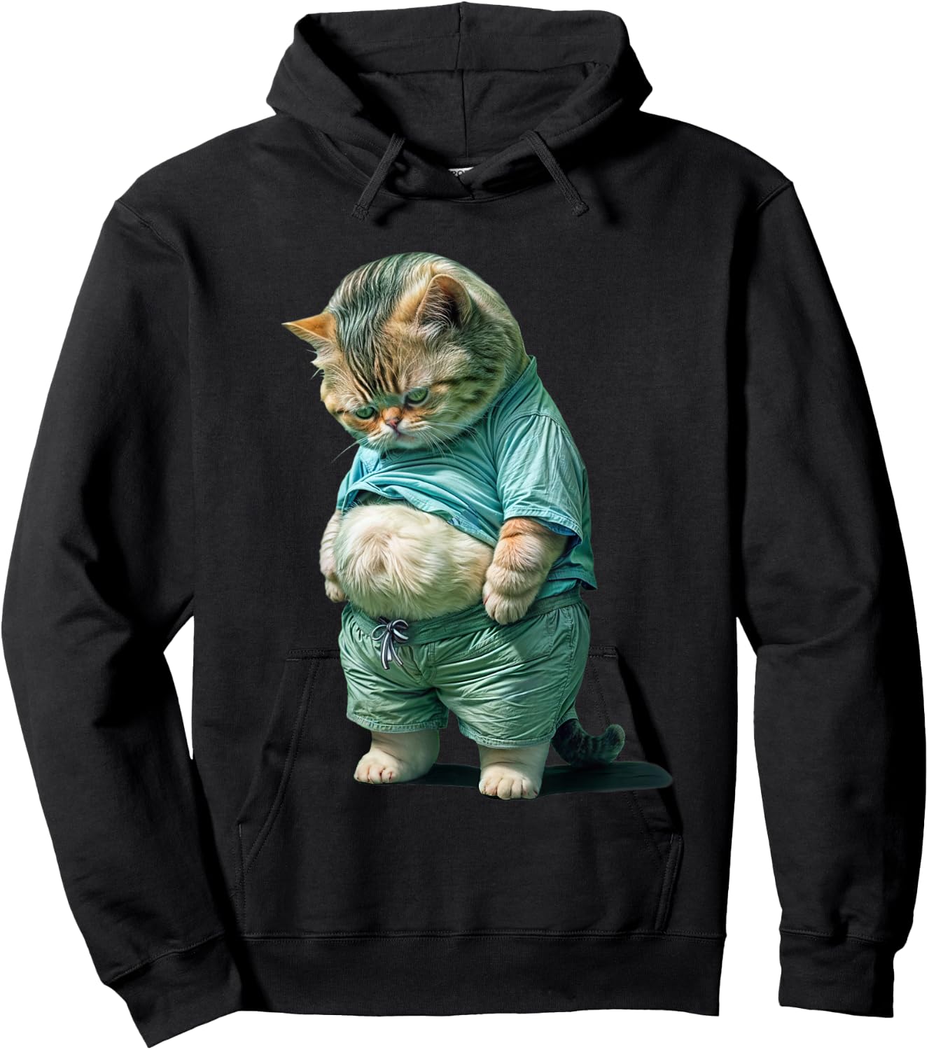 Funny fat Cat IA art design print Hoodie - Hoodie | Black
