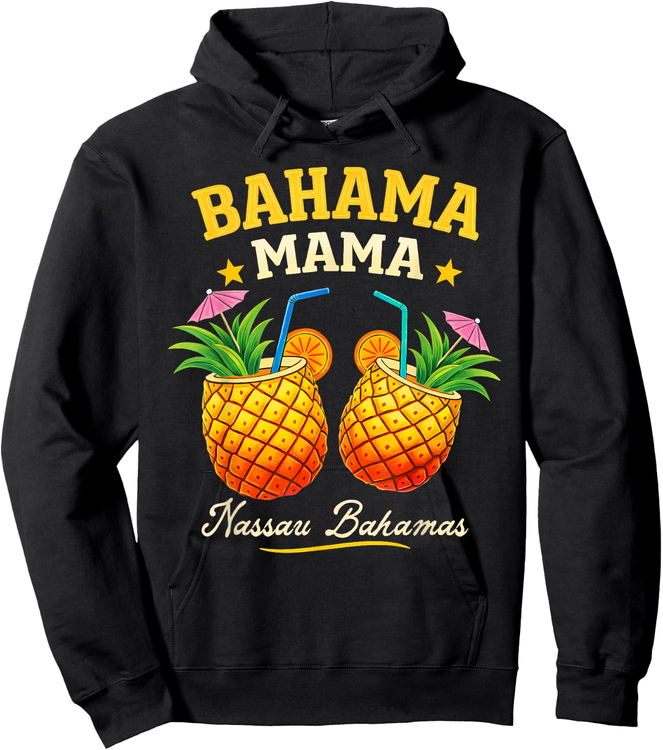 Bahama Mama Tropical Pineapple Summer Vacation Beach Hoodie - Hoodie | Black