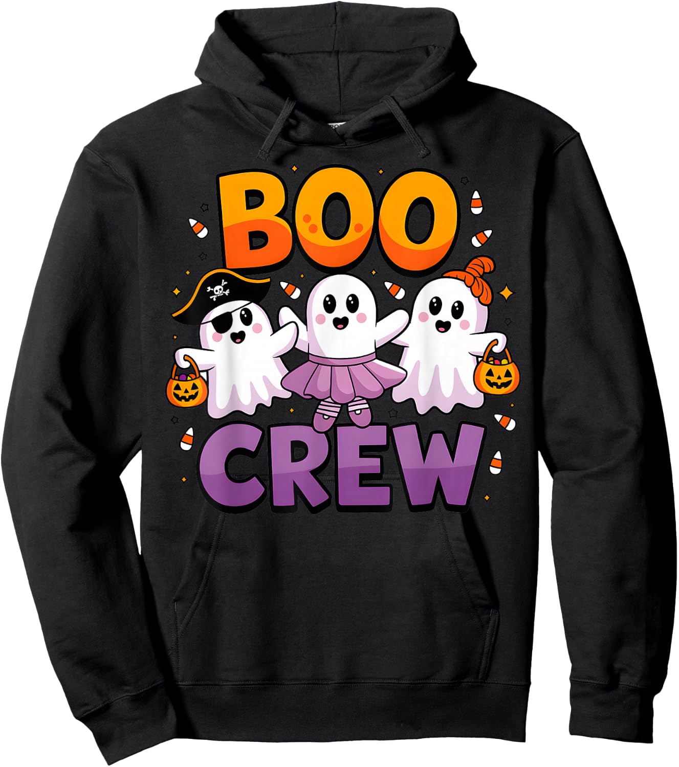 Boo Crew Cute Halloween Ghosts Matching Family Outfit Hoodie - Hoodie | Black