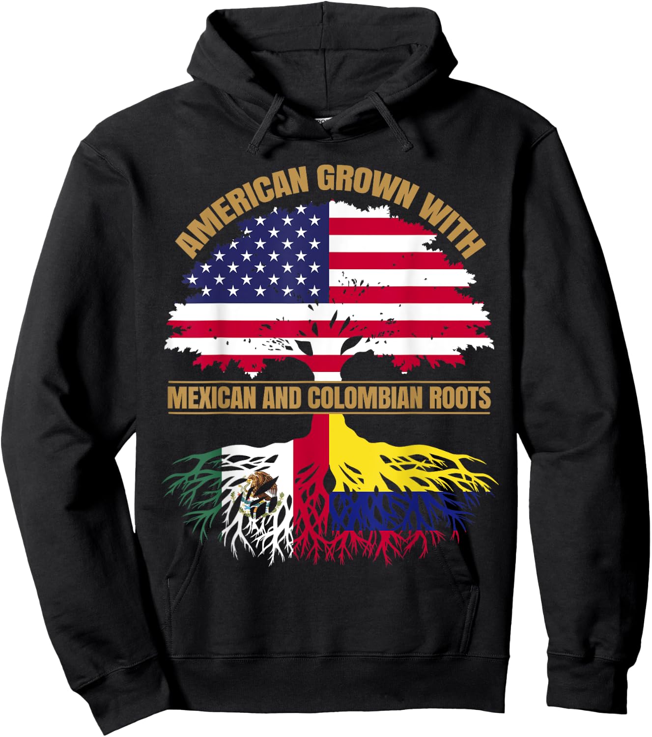 Heritage American Grown with Mexican Colombian Roots Hoodie - Hoodie | Black