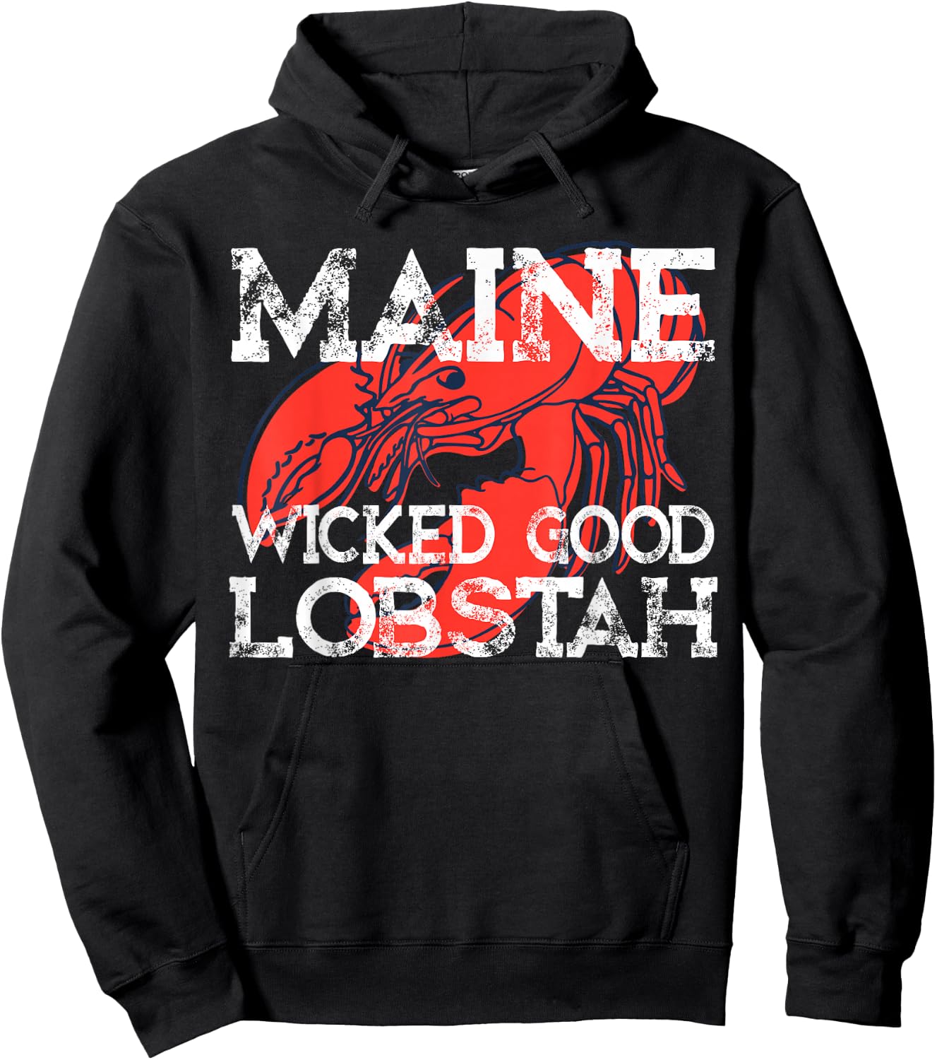 Maine Wicked Good Lobstah Funny Maine Lobster Hoodie - Hoodie | Black