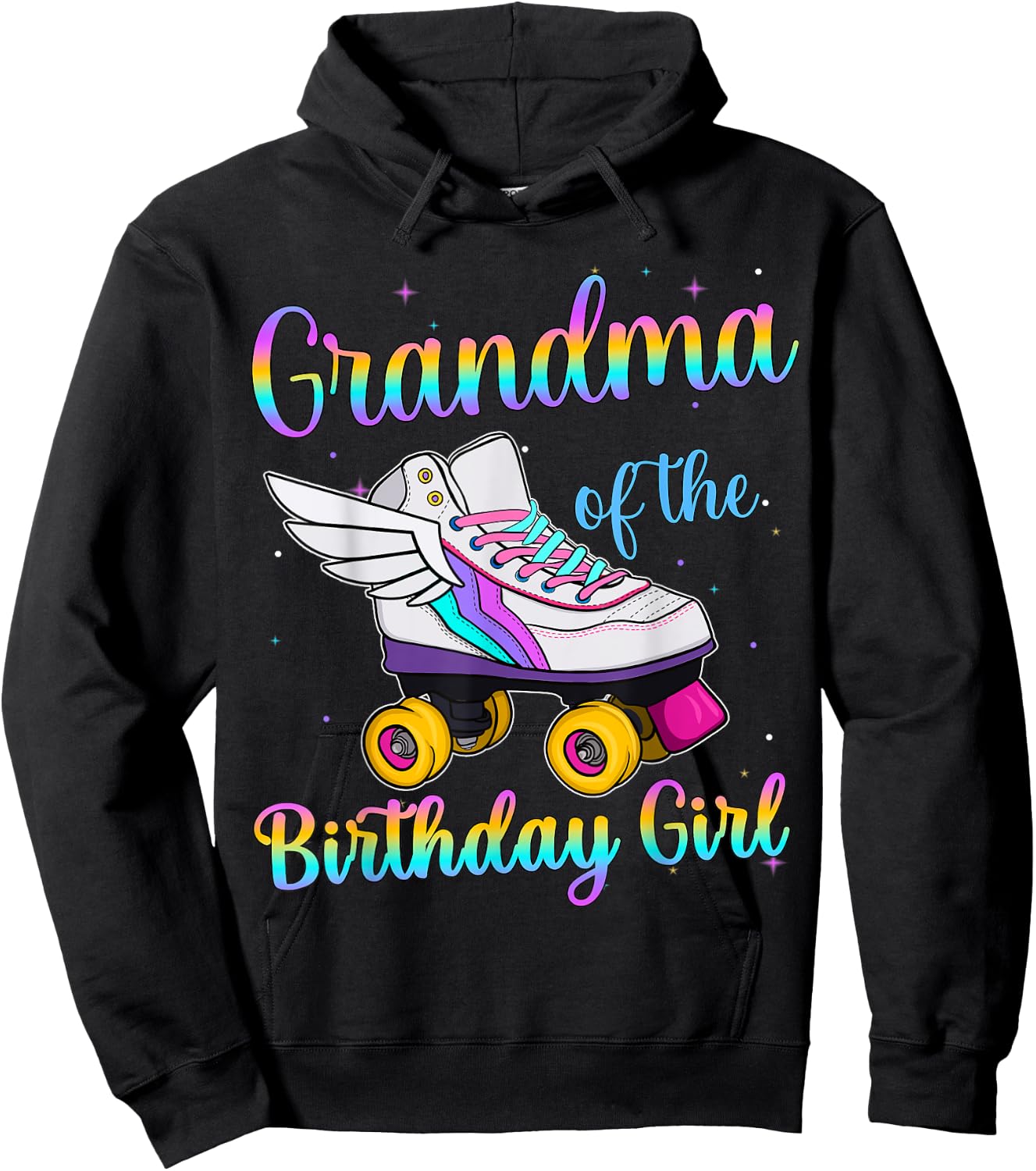 Grandma of the Birthday girl Rolling skate Family Party Hoodie - Hoodie | Black