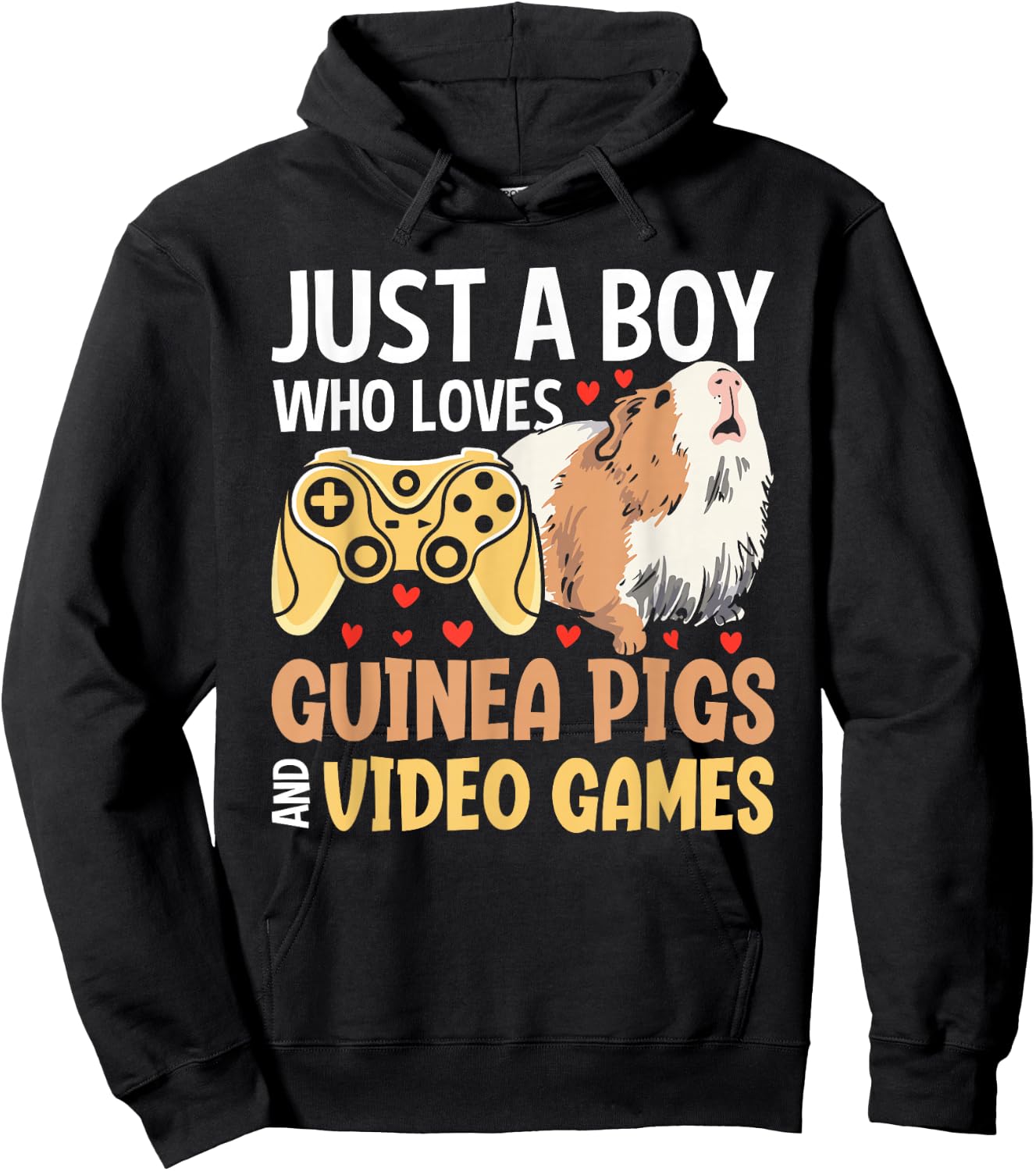 Just a Boy Who Loves Guinea Pigs and Video Games Gaming Hoodie - Hoodie | Black