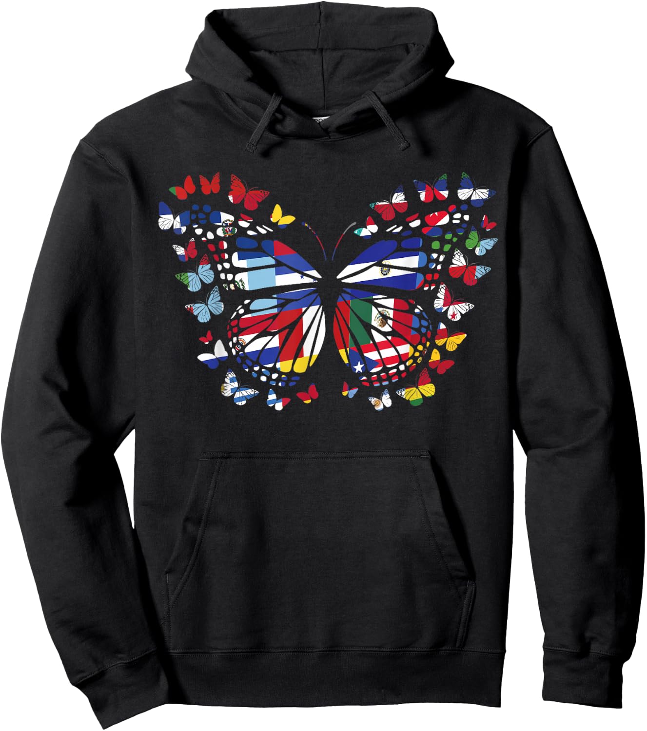 butterfly Hispanic Heritage Month Hispanic Flag Hoodie - Hoodie | Black