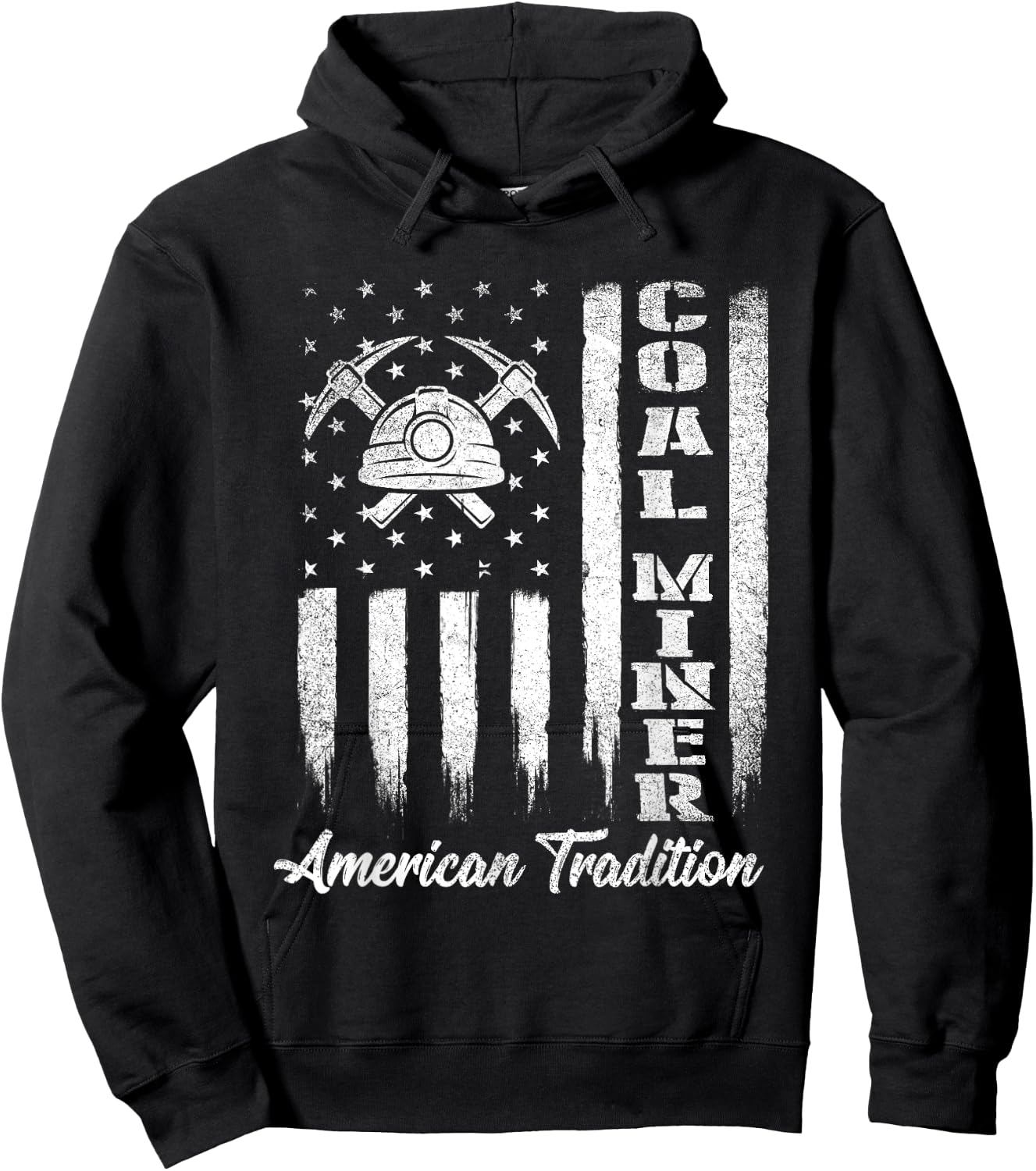 Coal Miner - USA Flag Patriotic Underground Mining Laborer Hoodie - Hoodie | Black