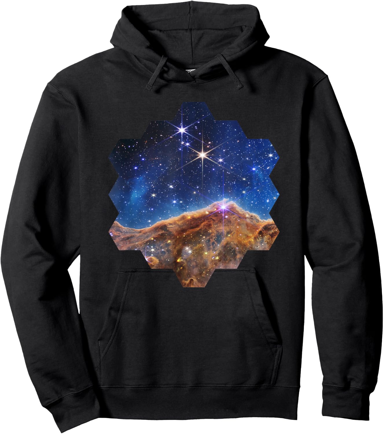 JWST Carina Nebula sechseckige Form von James Webb Spiegel Hoodie - Hoodie | Black