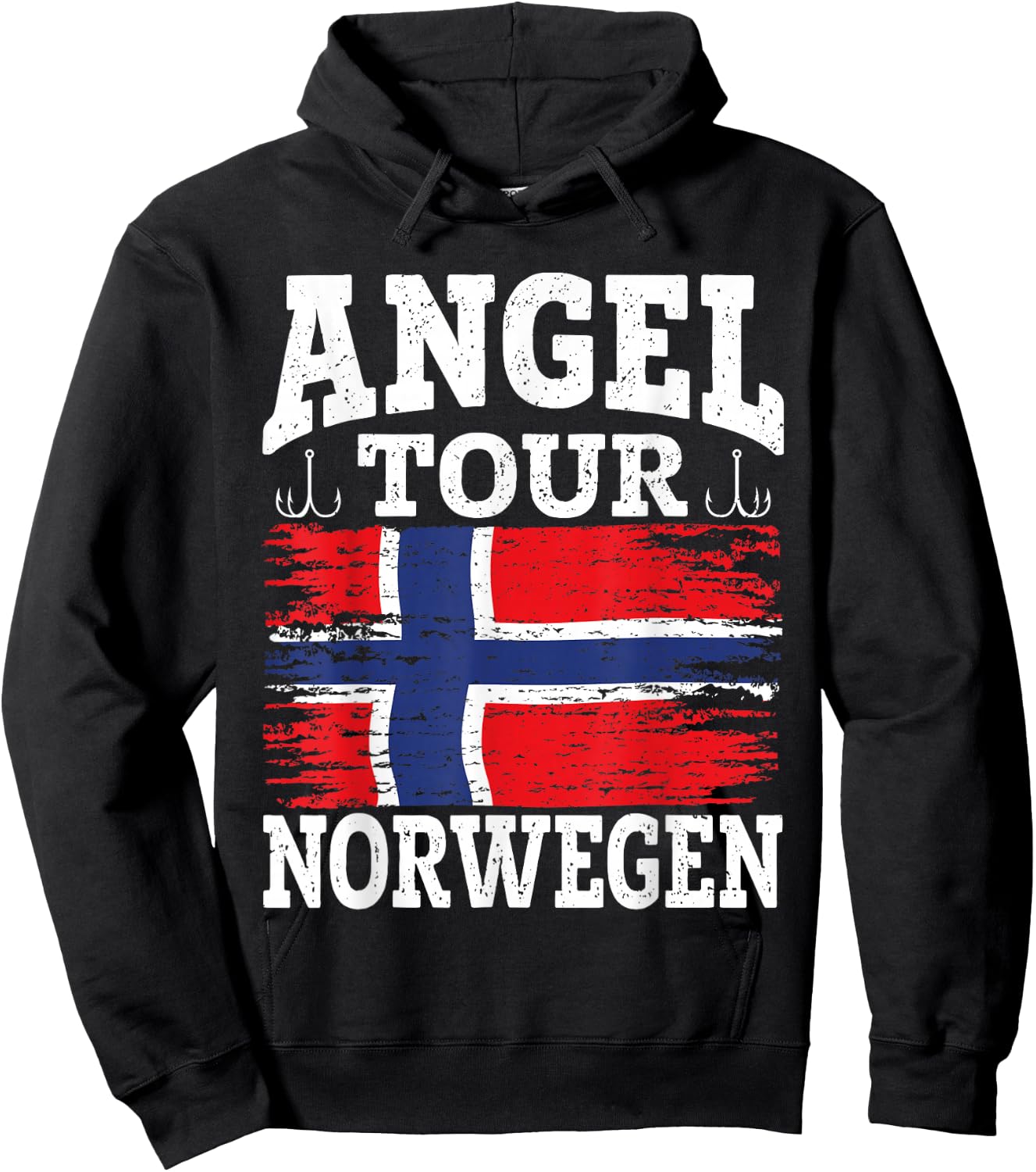 Angel Tour Norwegen Angelteam Angeltour Norwegen Flagge Angeln Hoodie - Hoodie | Black