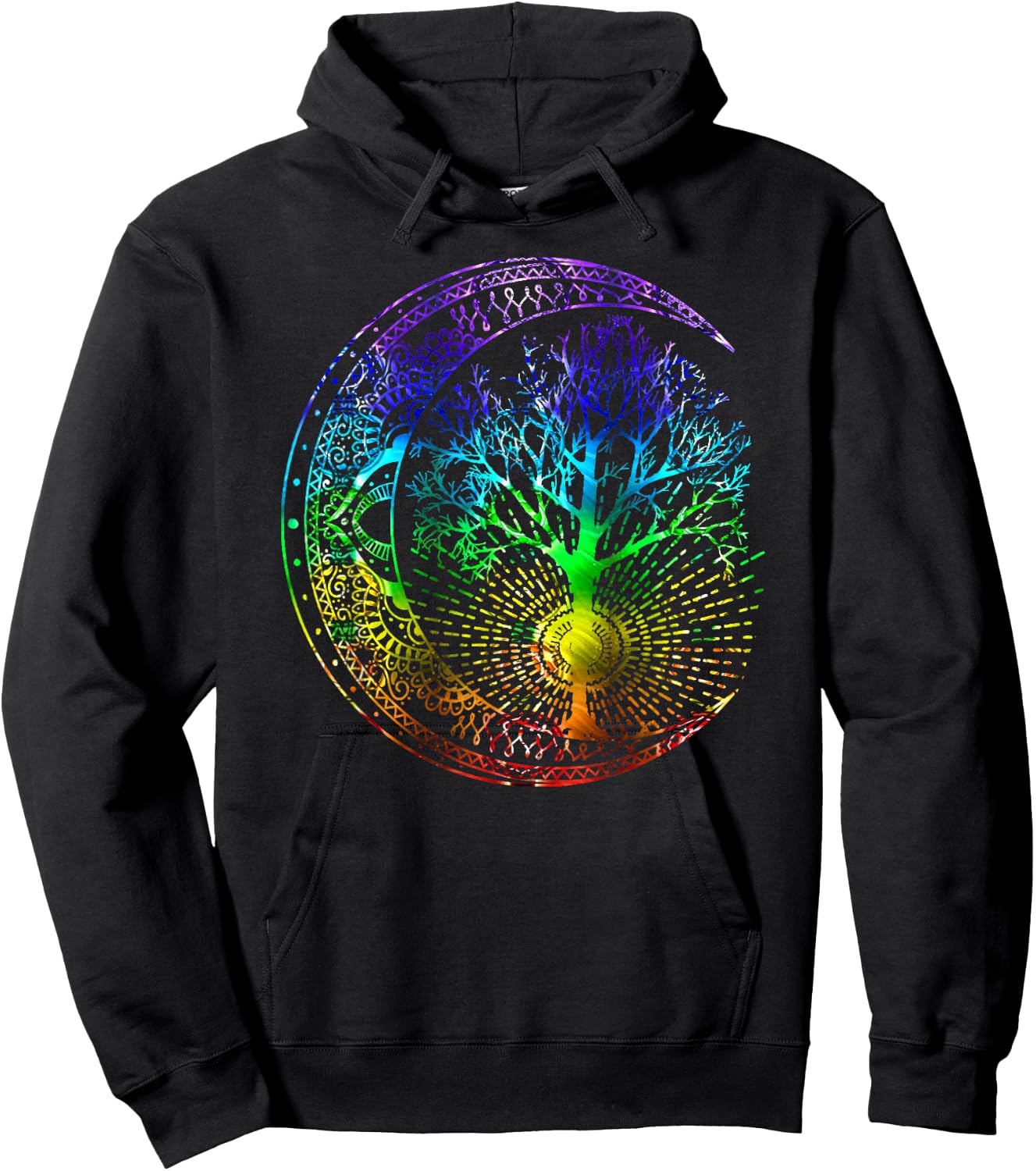 Mandala Moon Chakra Tree of Life Hoodie - Hoodie | Black