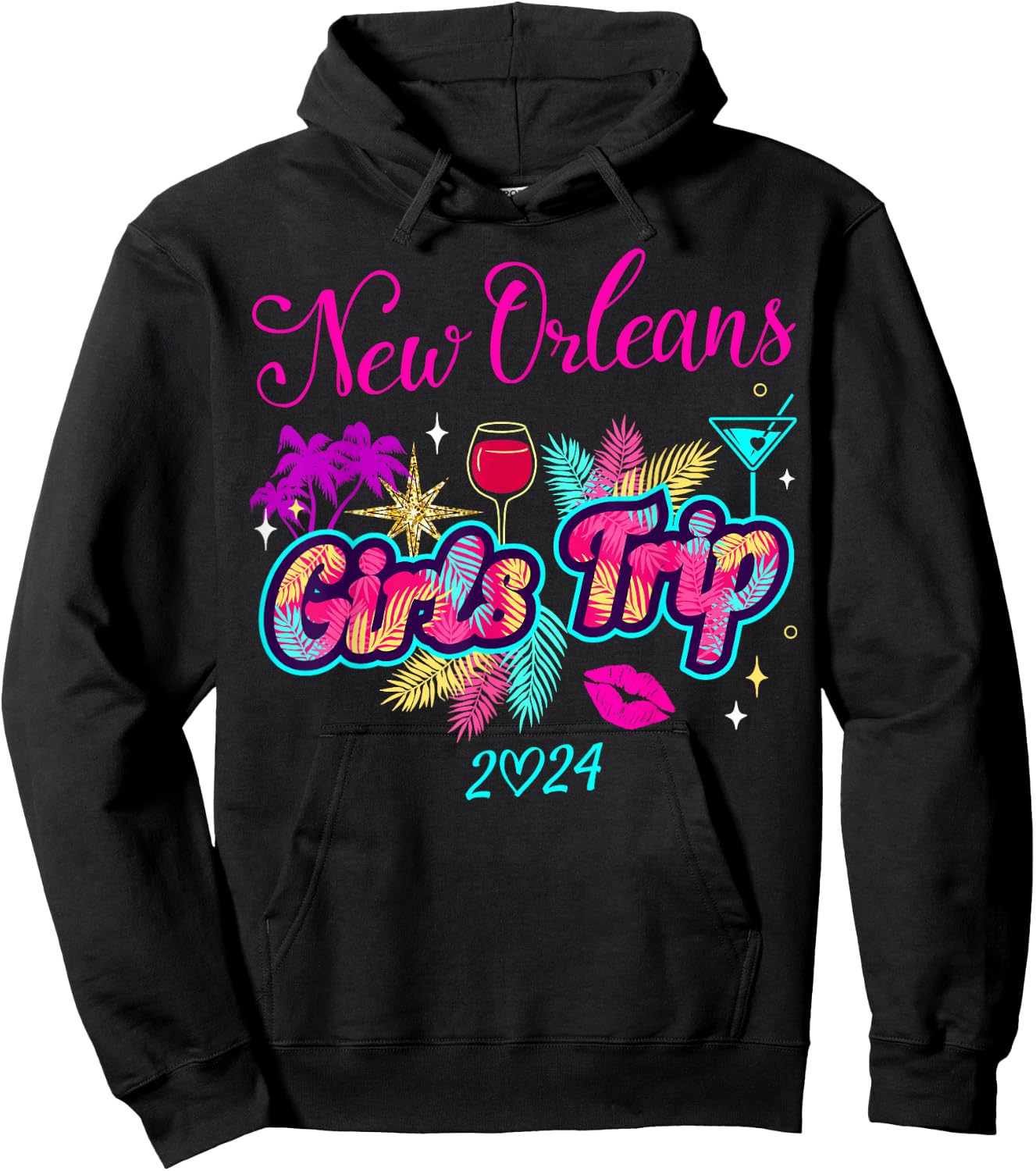 Girls Trip New Orleans 2024 Girls Weekend Birthday Squad Hoodie - Hoodie | Black