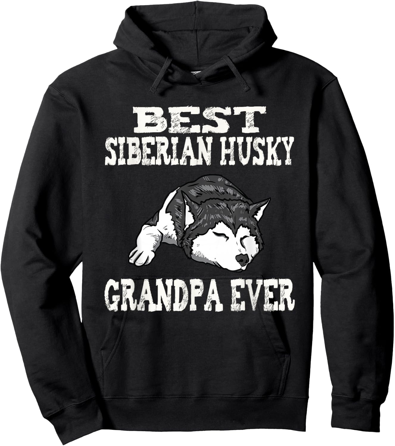 Distressed Best Siberian Husky Grandpa Funny Hoodie - Hoodie | Black