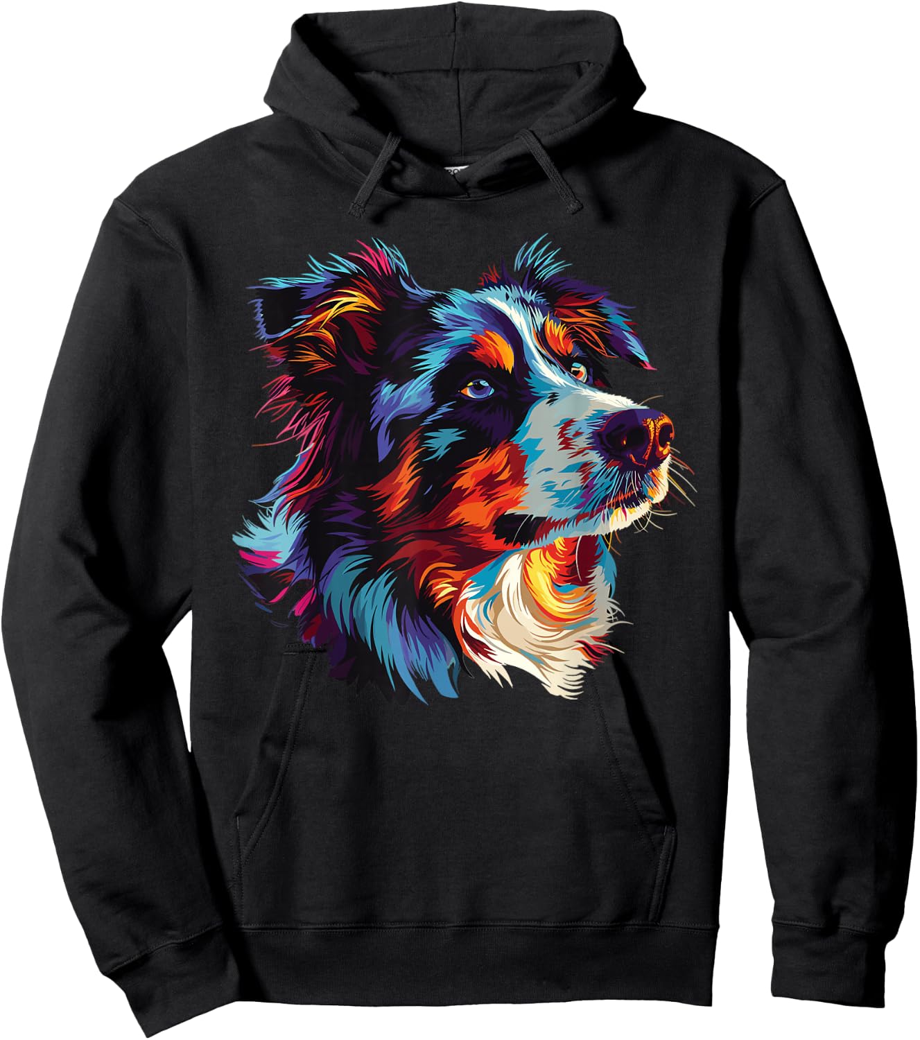 Watercolour Colourful Australian Shepherd Aussie Hoodie - Hoodie | Black
