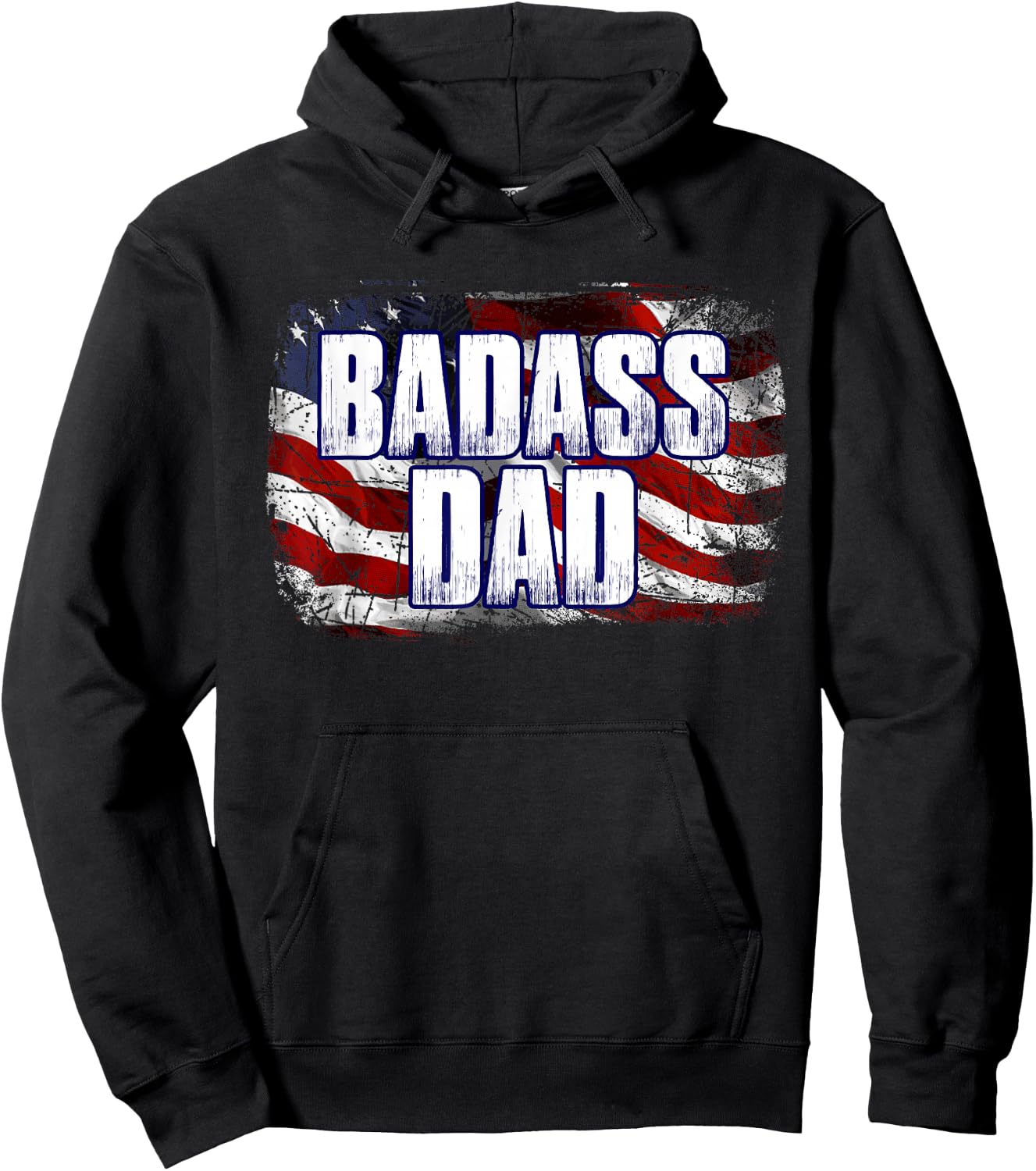 Badass Dad American Flag Men Hoodie - Hoodie | Black