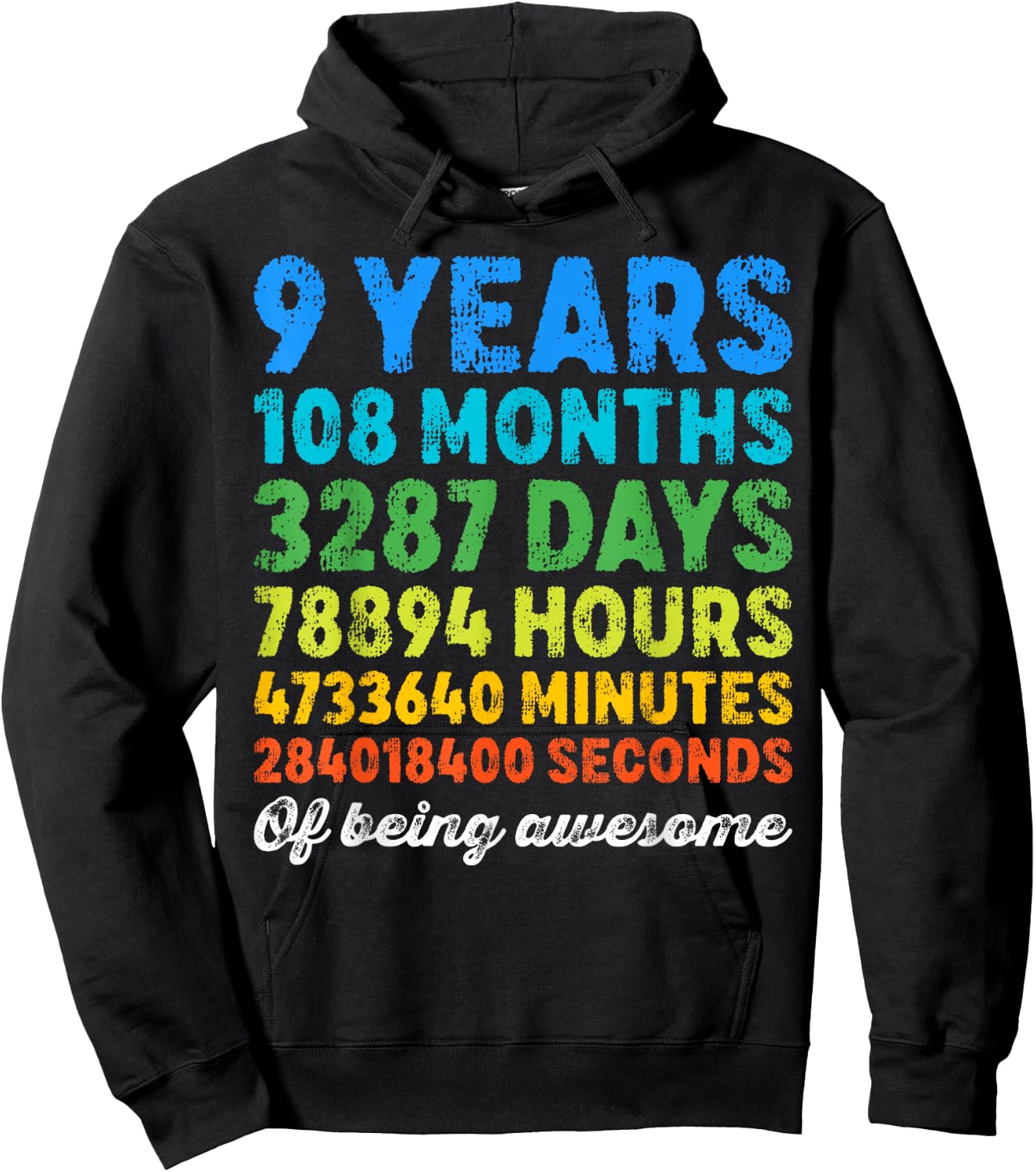 9 Years Old Gifts 9th Birthday Shirt Vintage Retro Countdown Hoodie - Hoodie | Black