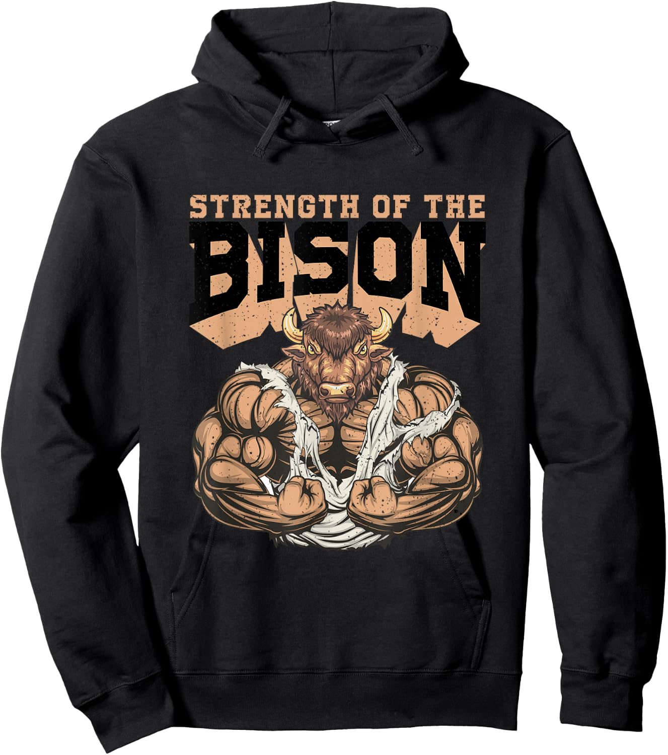 Strength Of The Bison Weightlifting Gym Workout Hoodie - Hoodie | Black