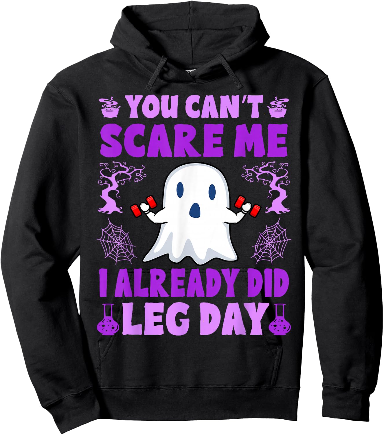 Halloween Workout Women Ghost Training With Dumbbells Hoodie - Hoodie | Black