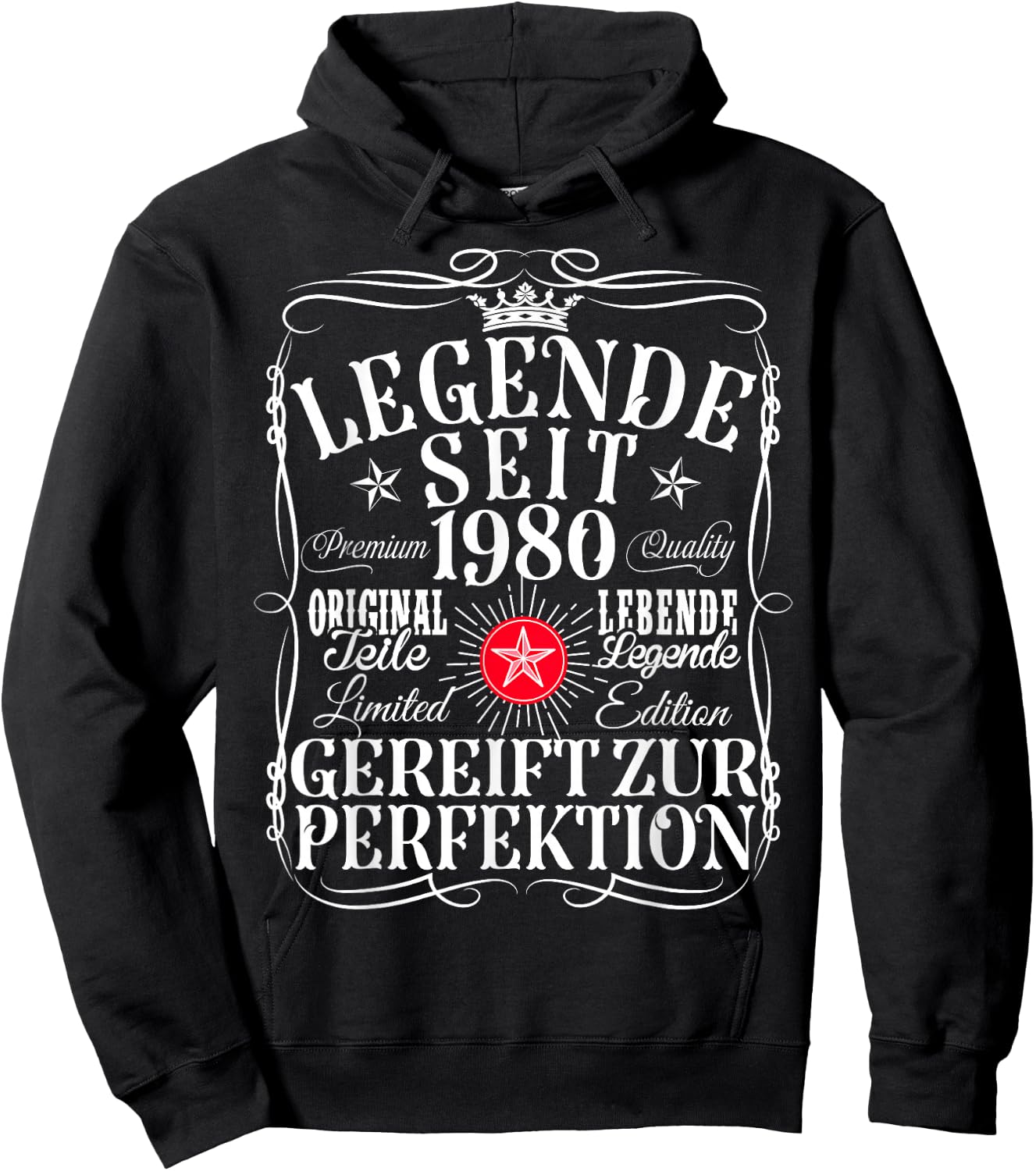 45th Birthday Man Woman 45 Years 1980 Decorative Funny Gift , black Hoodie - Hoodie | Black