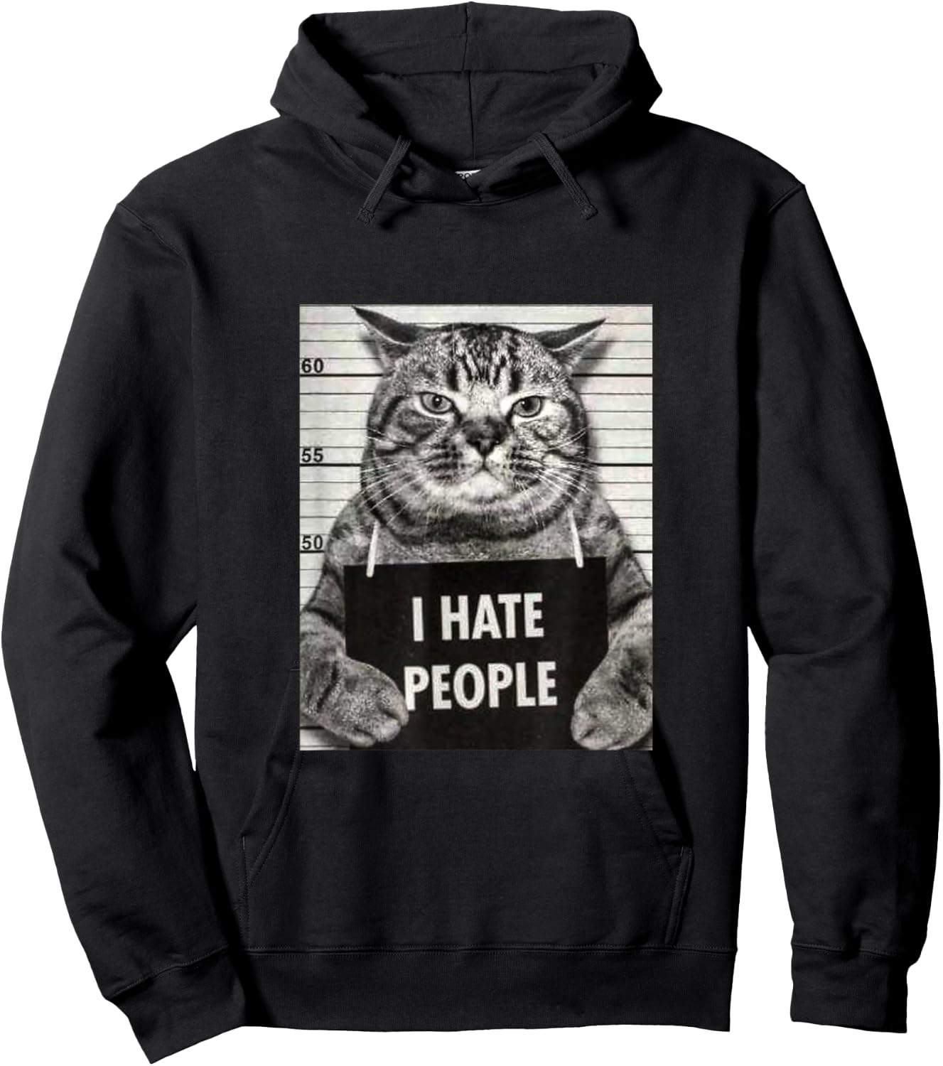 Funny Cat Picture, I Hate People Slogan , black, s Hoodie - Hoodie | Black