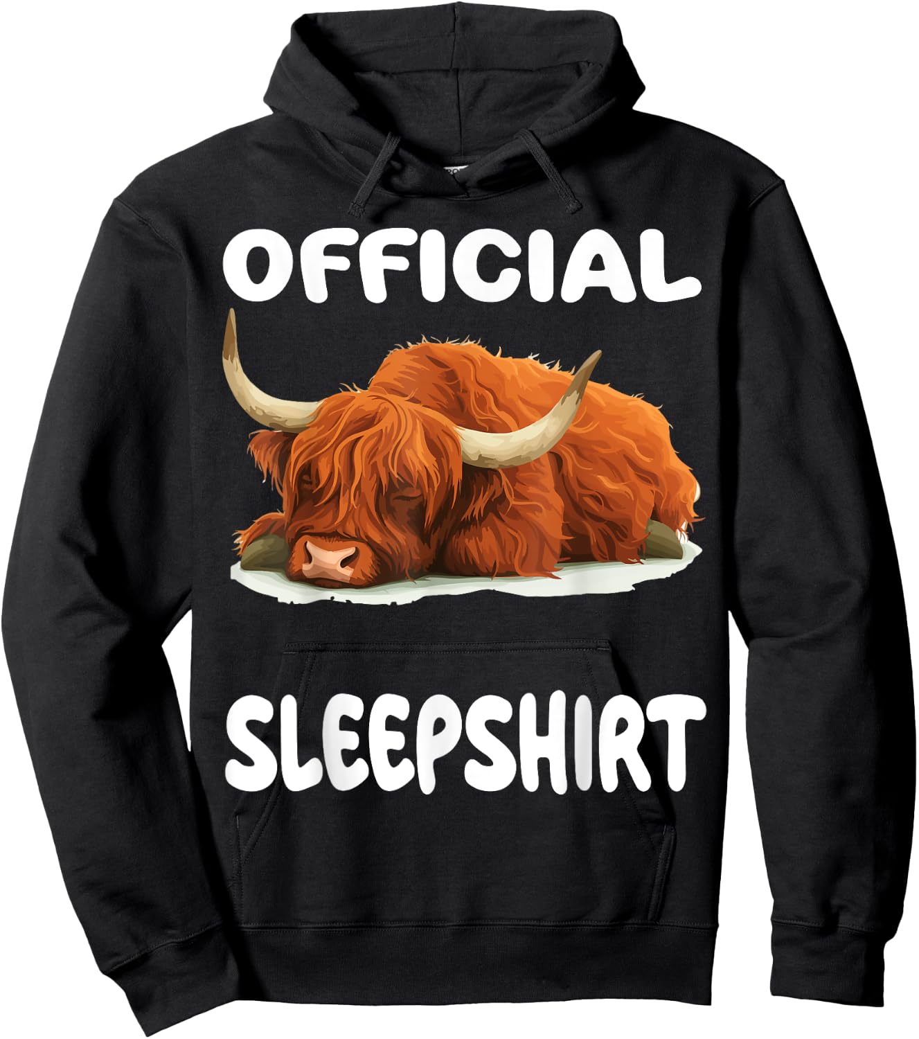 Scottish Highland Cow Official Sleepshirt Pajamas Nightgown Hoodie - Hoodie | Black