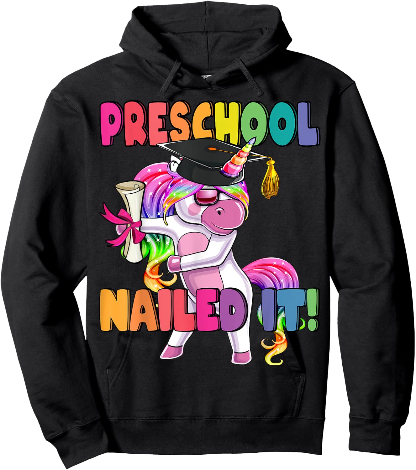 Preschool Nailed It Flossing Unicorn Graduation Shirt Gift Hoodie - Hoodie | Black