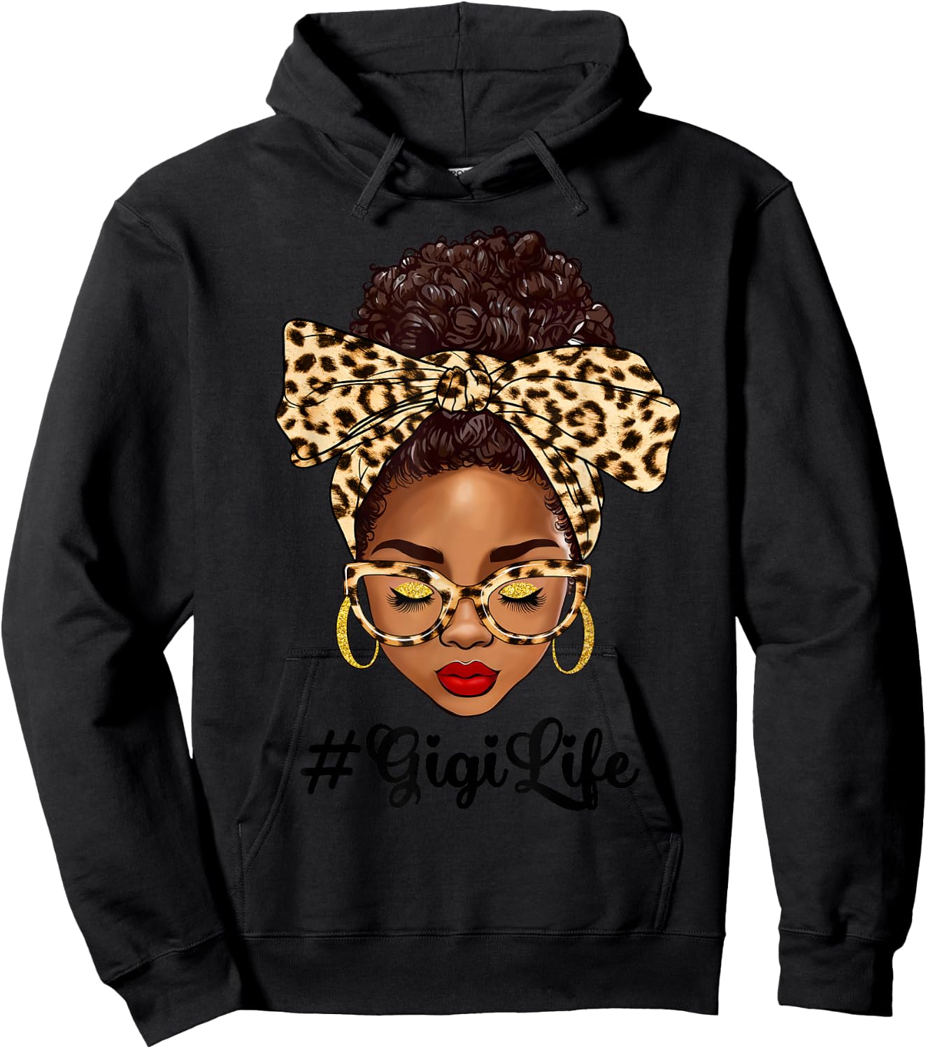 Afro Woman Messy Bun Black Gigi Life Mother's Day Hoodie - Hoodie | Black