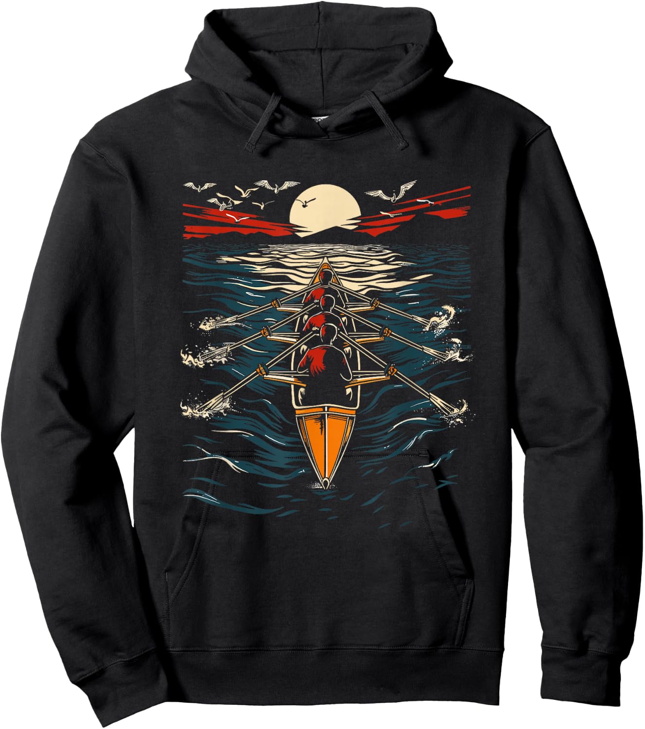 Rowing Artwork Sculling , Black, S Hoodie - Hoodie | Black