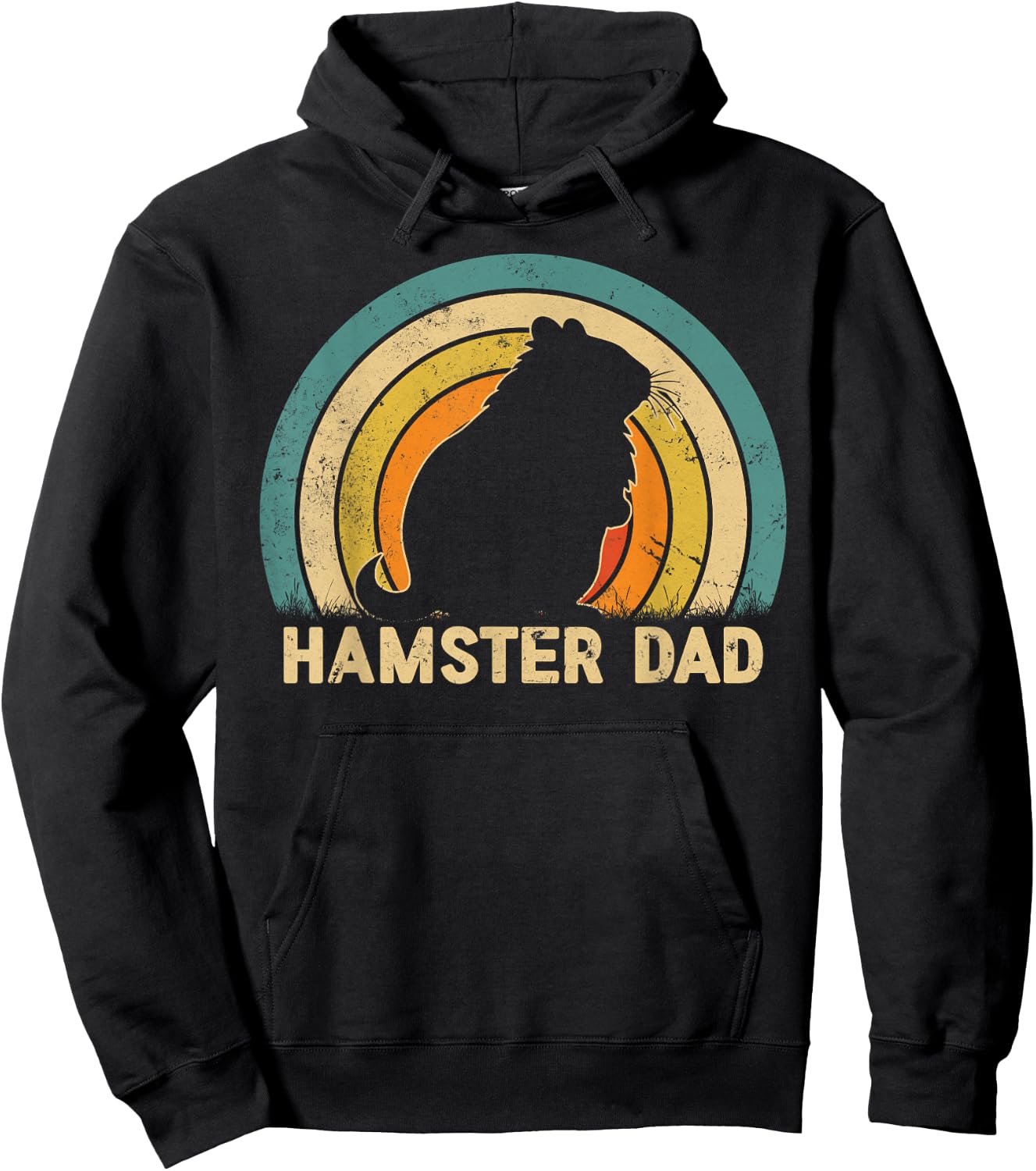 Hamster Dad Father's Day Vintage Style Hamster Dad Daddy Hoodie - Hoodie | Black