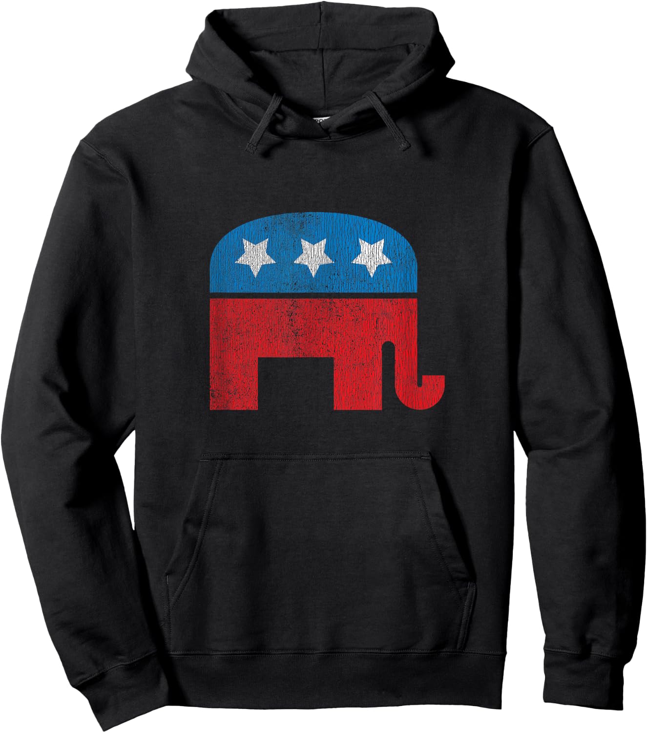 Distressed Republican Elephant Hoodie - Hoodie | Black