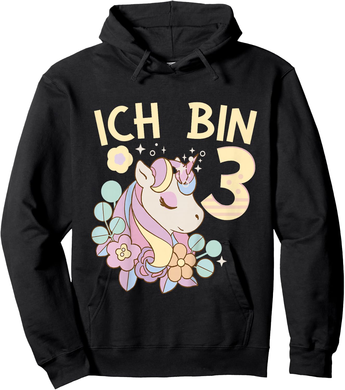 Children's 3rd Birthday Unicorn Children's Birthday Party , black Hoodie - Hoodie | Black