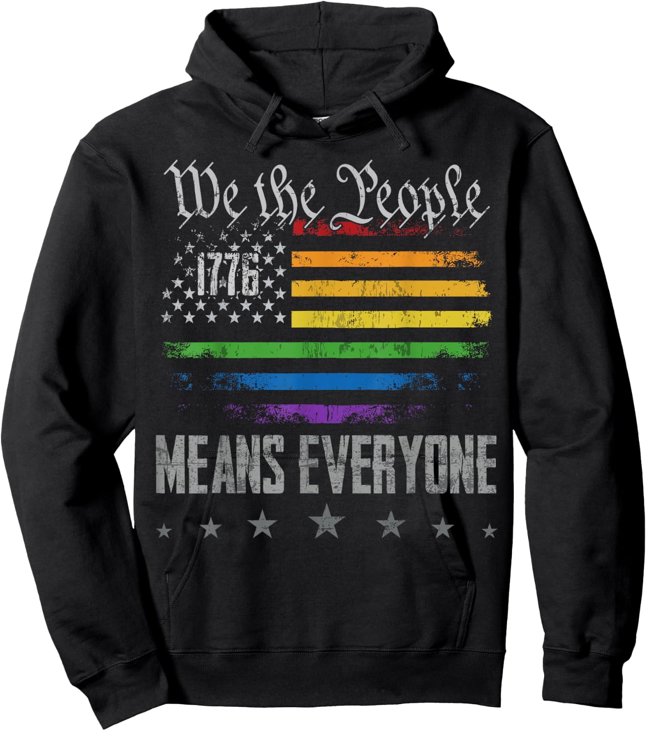 We The People Means Everyone LGBTQ Support Gay Pride Ally Hoodie - Hoodie | Black