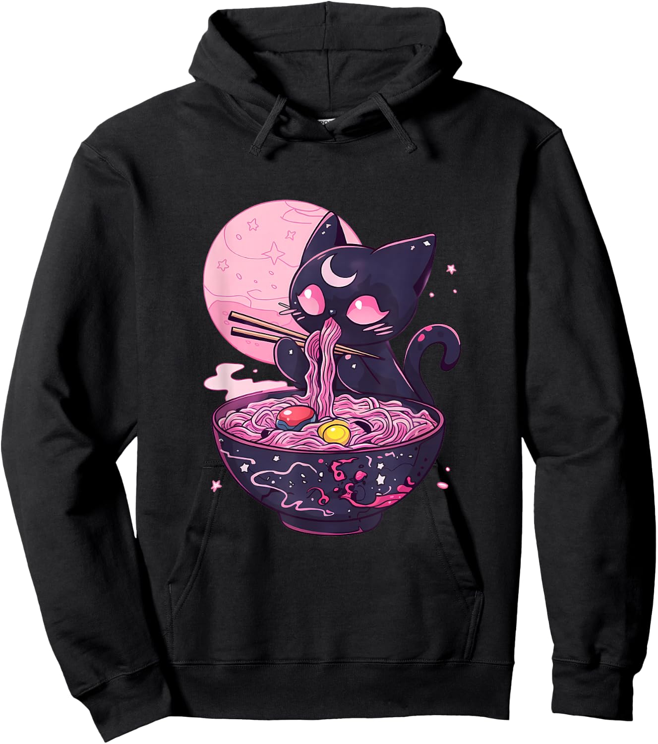 Kawaii Midnight Goth Car Eating Ramen Noodles Hoodie - Hoodie | Black