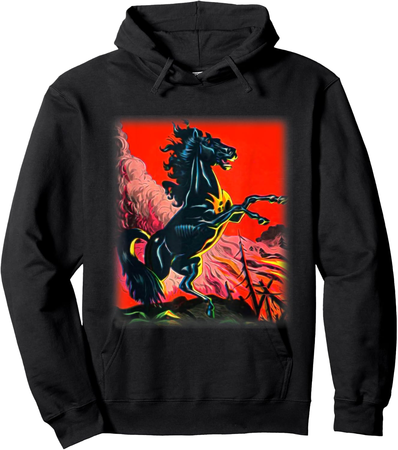 Black Horse Shirt, Colorful Stallion for Horse Lovers Hoodie - Hoodie | Black