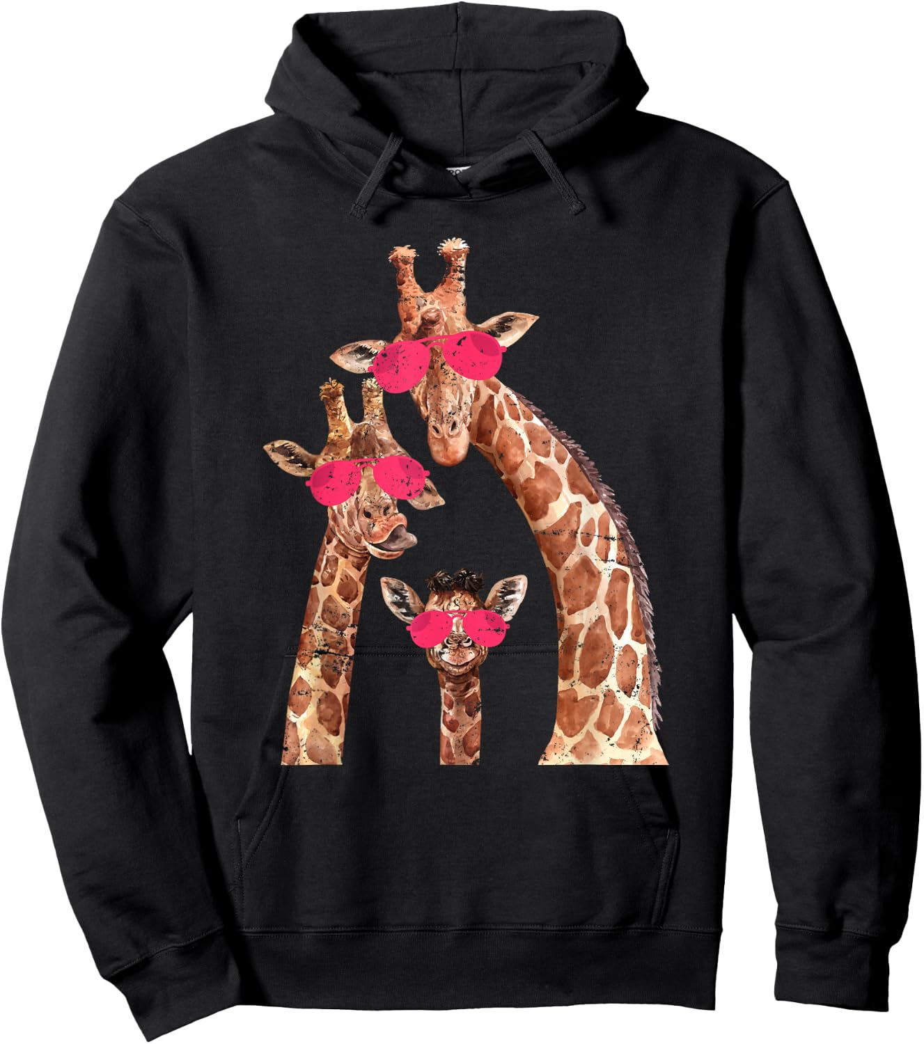 Giraffe Family Giraffe Hoodie - Hoodie | Black