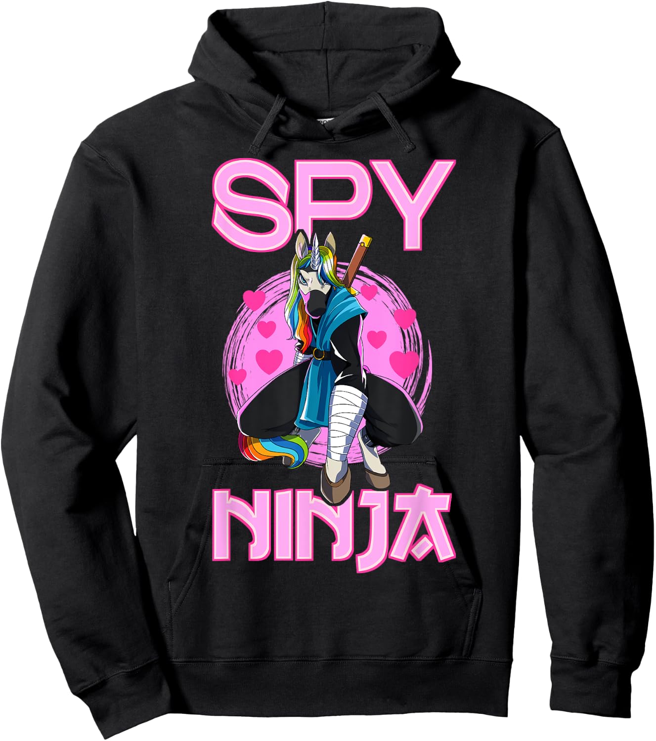 Spy Ninja Unicorn Gamer Rainbow Spione Samurai Hoodie - Hoodie | Black