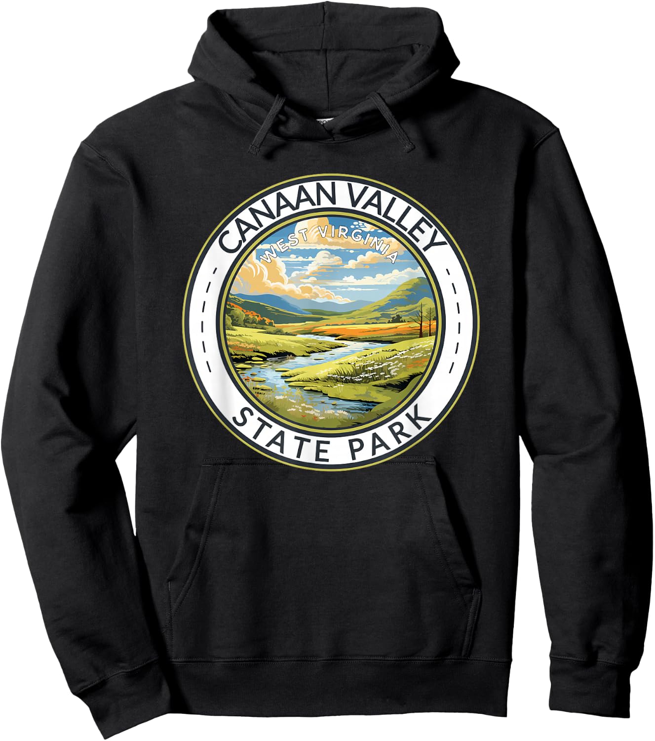 Canaan Valley State Park Badge West Virginia Travel Vintage Hoodie - Hoodie | Black