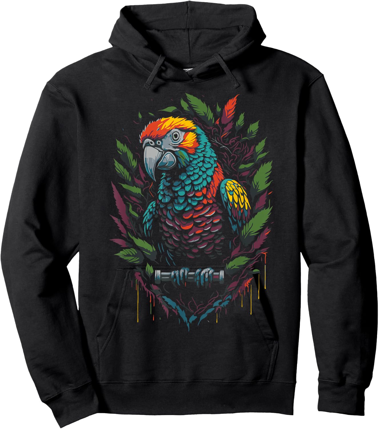 Colorful Parrot Hoodie - Hoodie | Black
