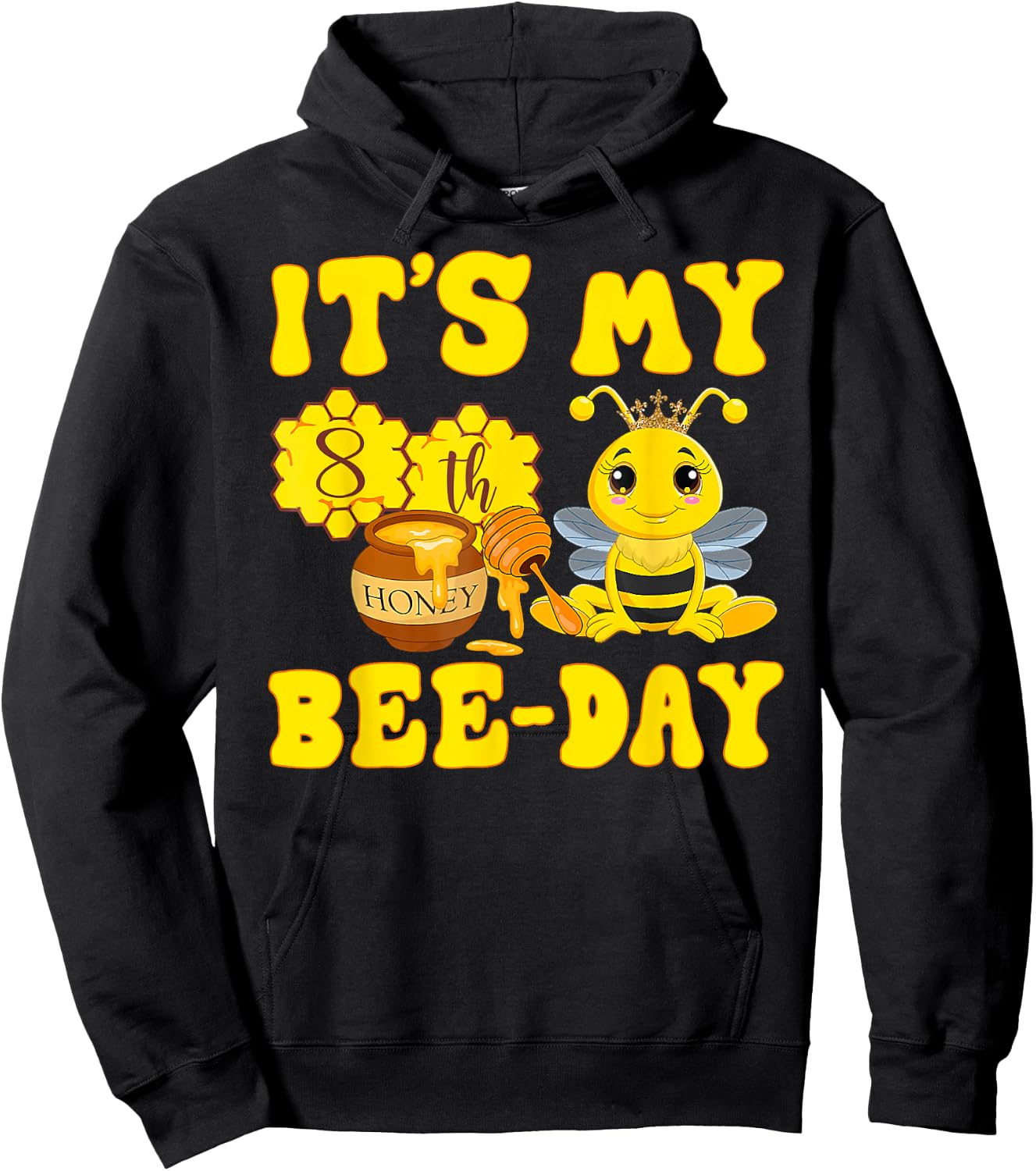 It's My 8th Bee Day - 8 Years Old Birthday Party Girl Hoodie - Hoodie | Black