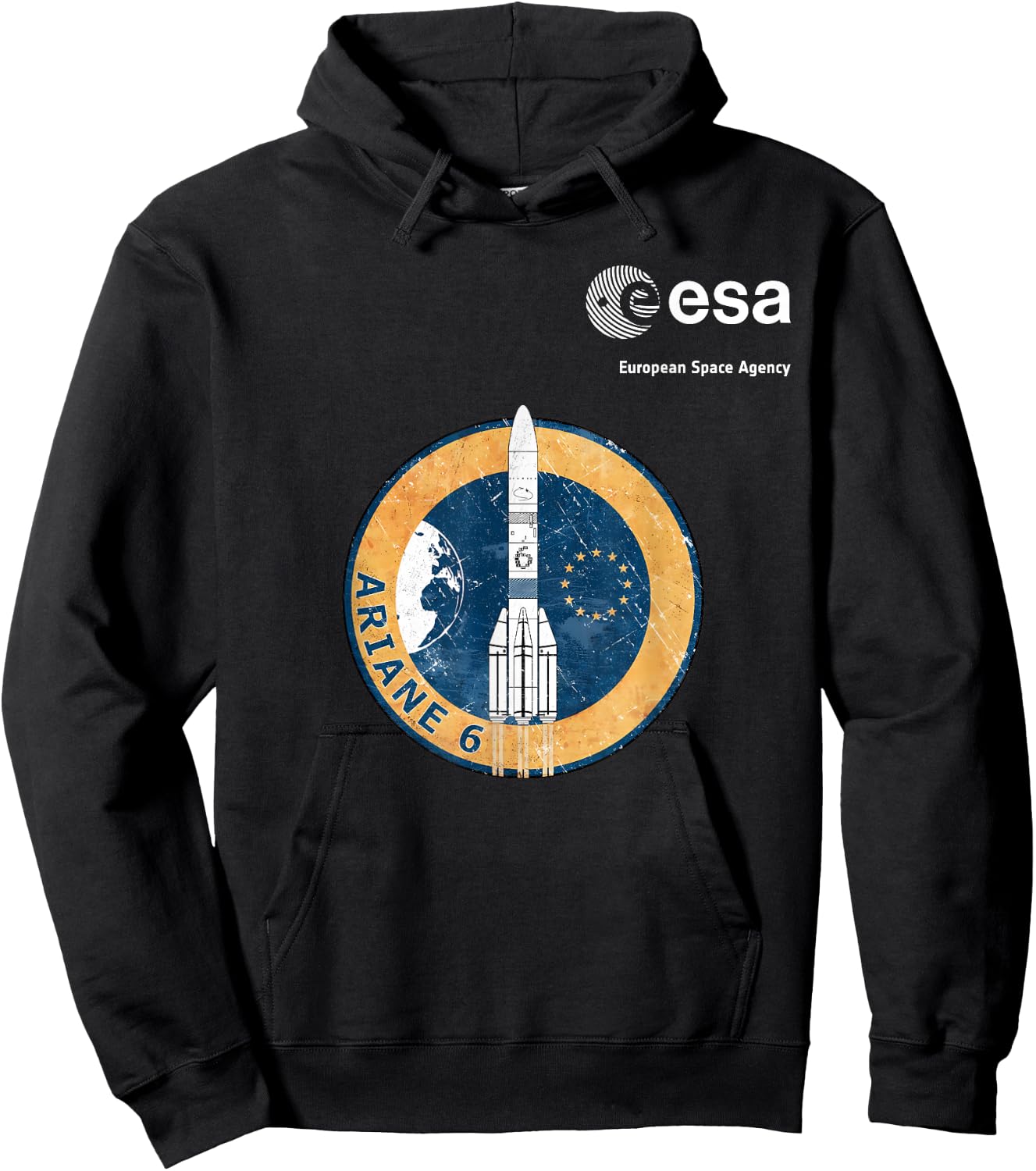 ESA European Space Agency Ariane 6 Rocket Patch Scratch , Black, S Hoodie - Hoodie | Black