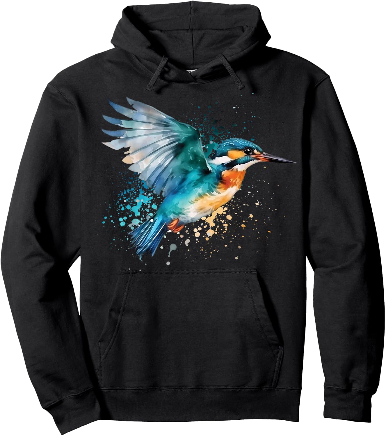 Kingfisher Design Illustration , black Hoodie - Hoodie | Black