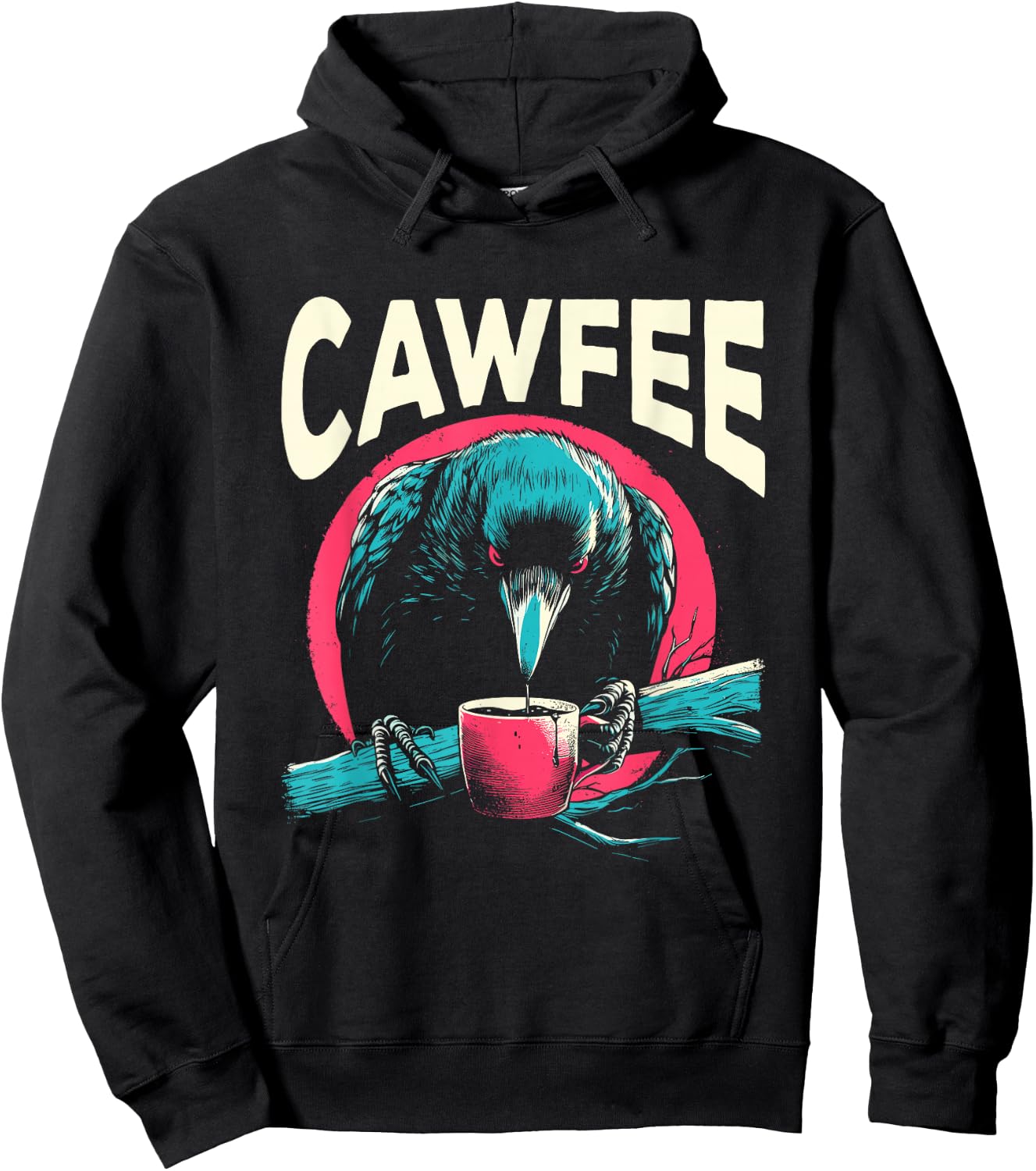 Cawfee - Funny Crow Coffee Pun Caffeine Lover Sarcastic Hoodie - Hoodie | Black