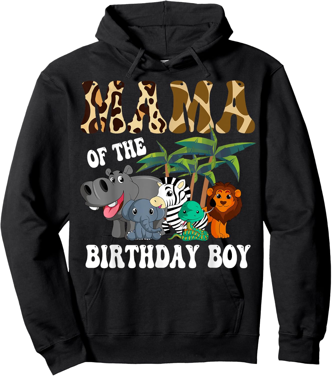 Mama of the Birthday Boy Zoo Bday Safari Celebration Hoodie - Hoodie | Black