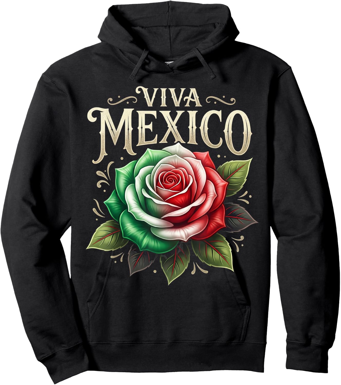 Viva Mexico Flag Rose Flower Independence Day Men Women Kids Hoodie - Hoodie | Black