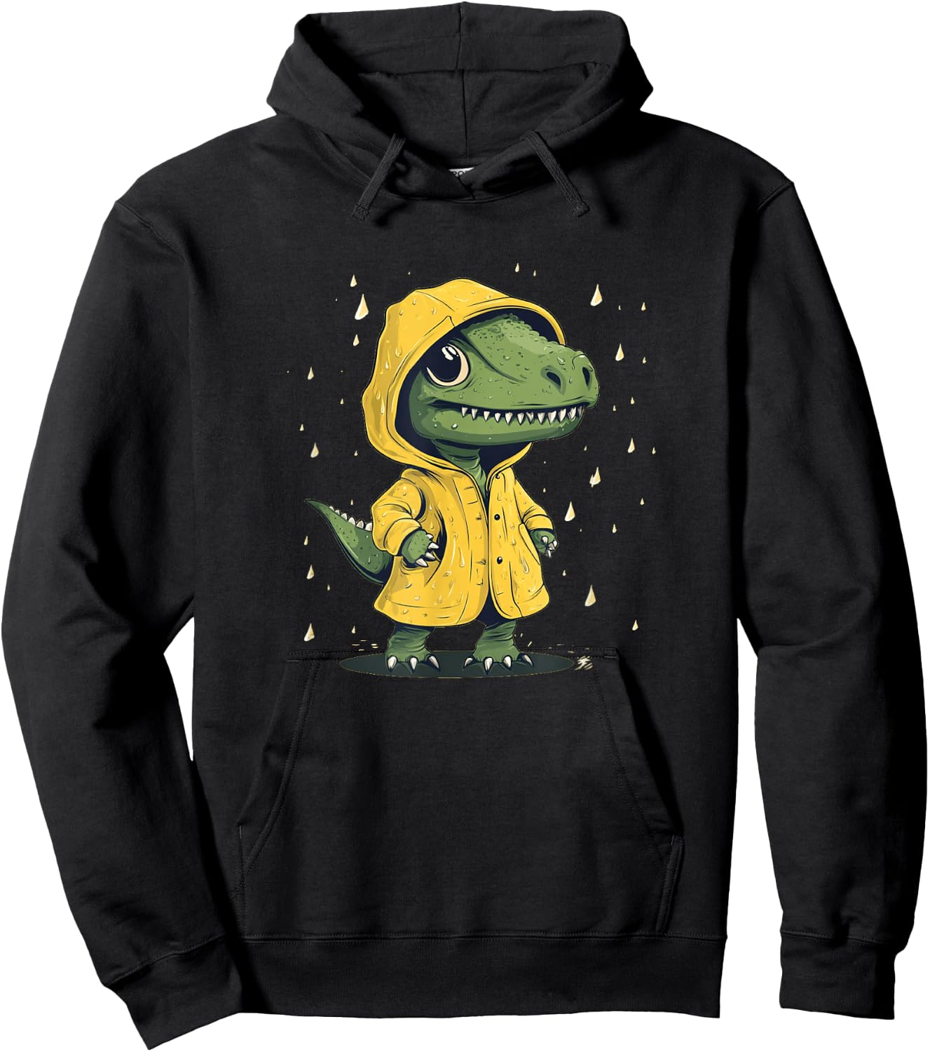 Hilarious Dino Raincoat Adventure Graphic for Boys and Girls Hoodie - Hoodie | Black