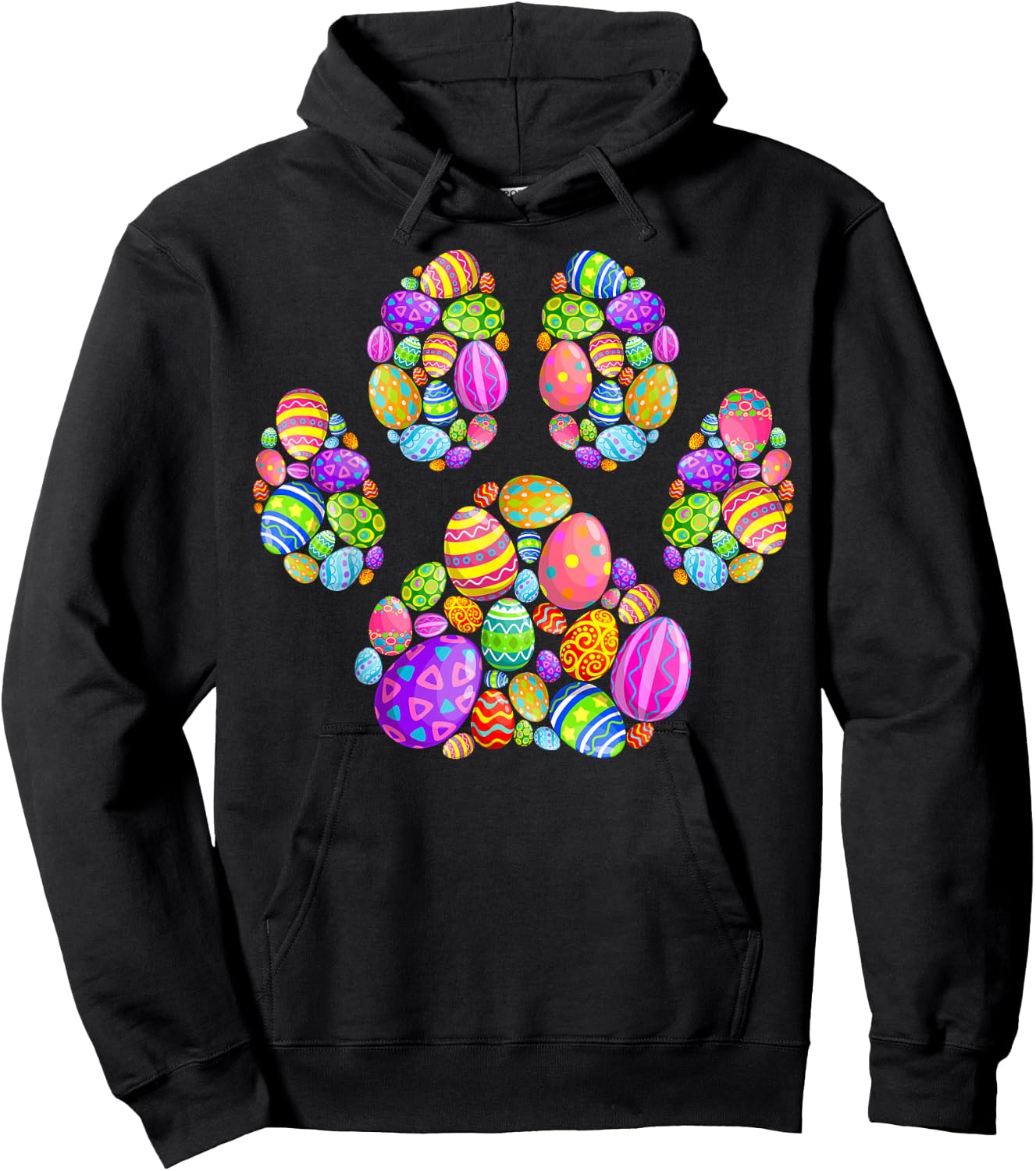 Funny Dog Paw Print With Easter Eggs Easter Day Boys Girls Hoodie - Hoodie | Black