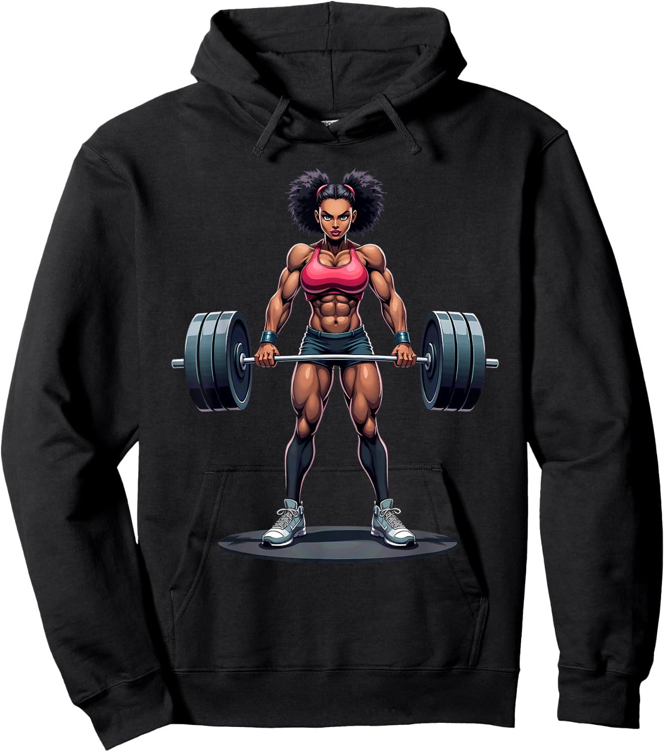 Workout Gym Black Girl Deadlift Weightlifting Hoodie - Hoodie | Black