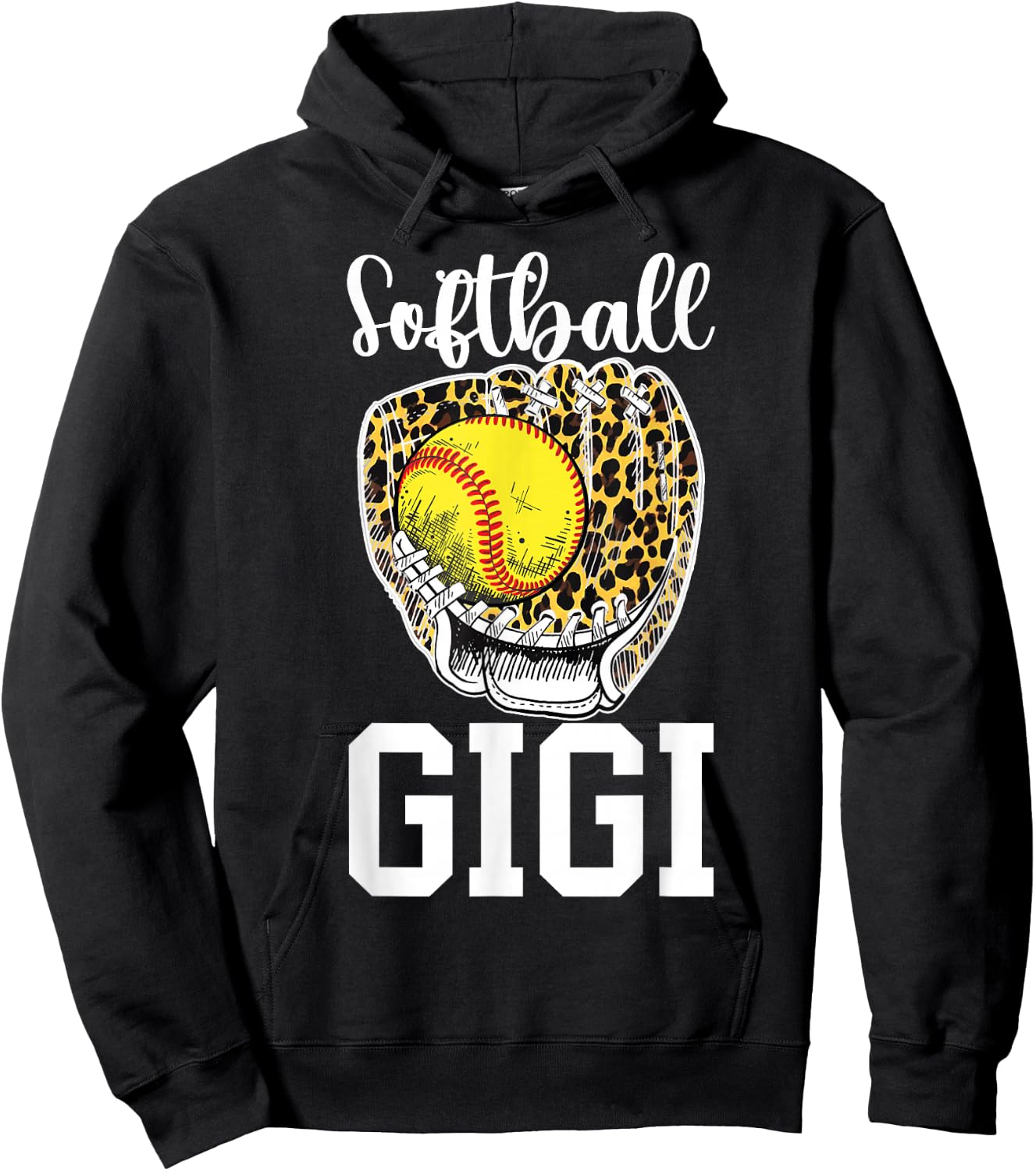 Softball Gigi Grandma Leopard Gigi Of A Softball Player Hoodie - Hoodie | Black