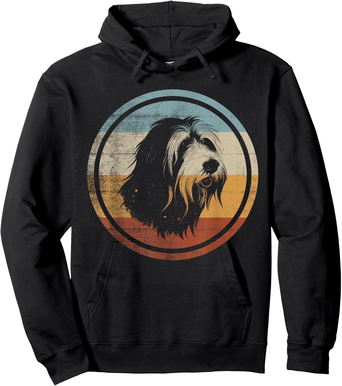 Retro Style Bearded Collie Hund Hoodie - Hoodie | Black